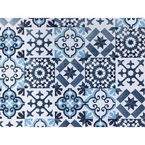 Fußmatte SOFT VINTAGE Bodenbelag Kachel Polyester blau weiß 65x100 cm, matches21 HOME & HOBBY, rechteckig, Höhe: 2.2 mm