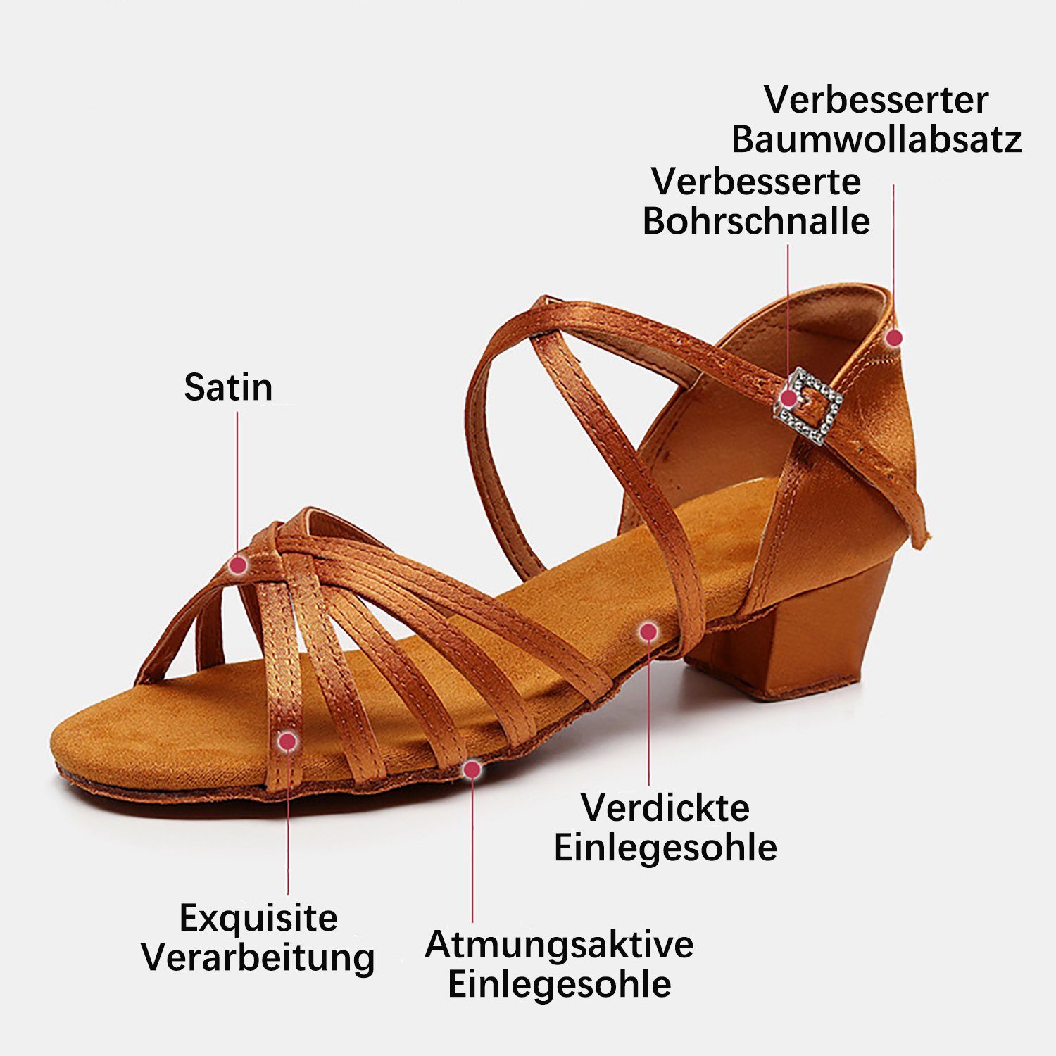 Daisred Damen Tanzschuhe Tanzschuh Professionelle Latein Satin Tanzschuhe Weiß