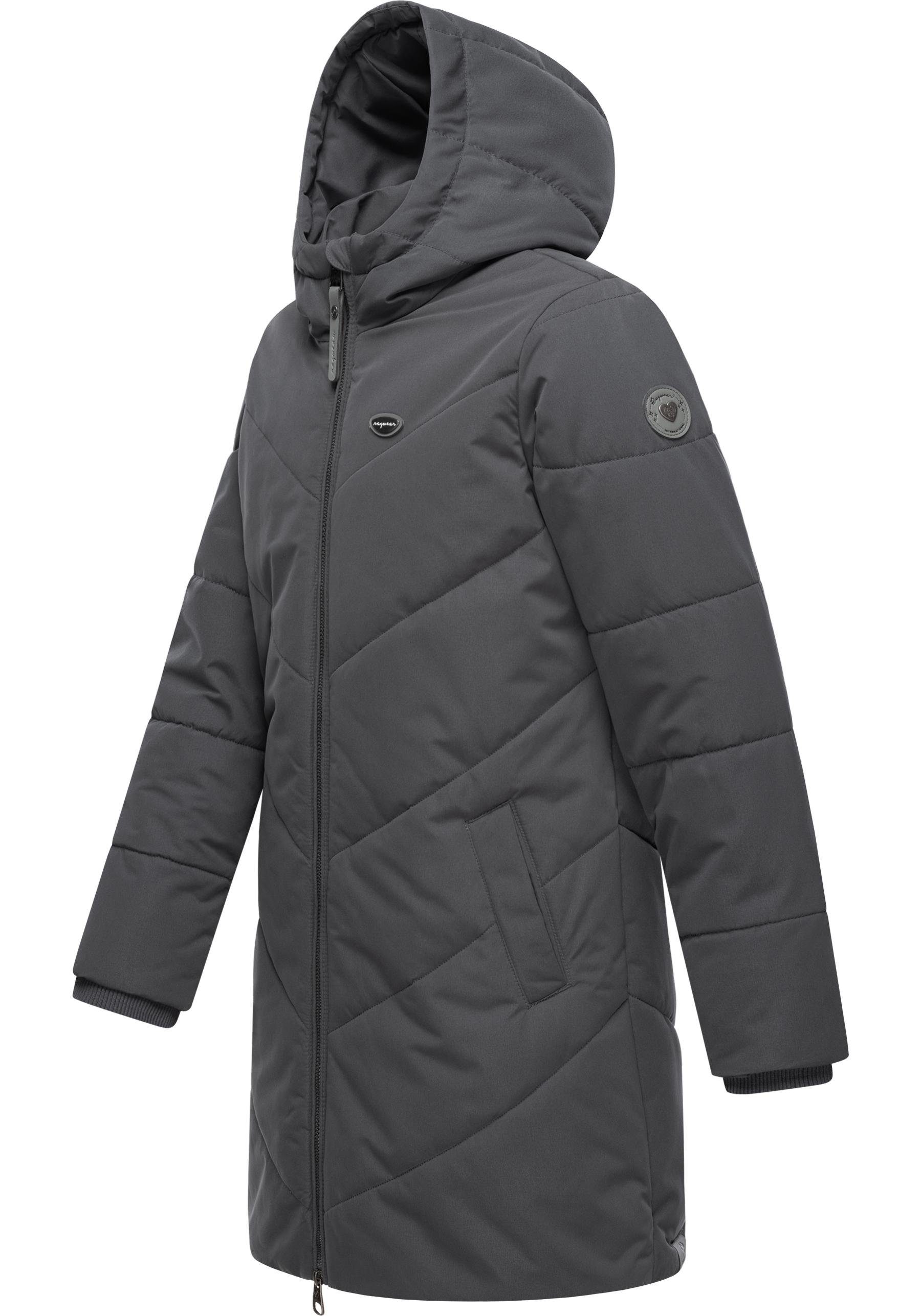 Ragwear Winterjacke Rebbie wasserdichte Outdoorjacke abnehmbarer Winter dunkelgrau Kapuze mit