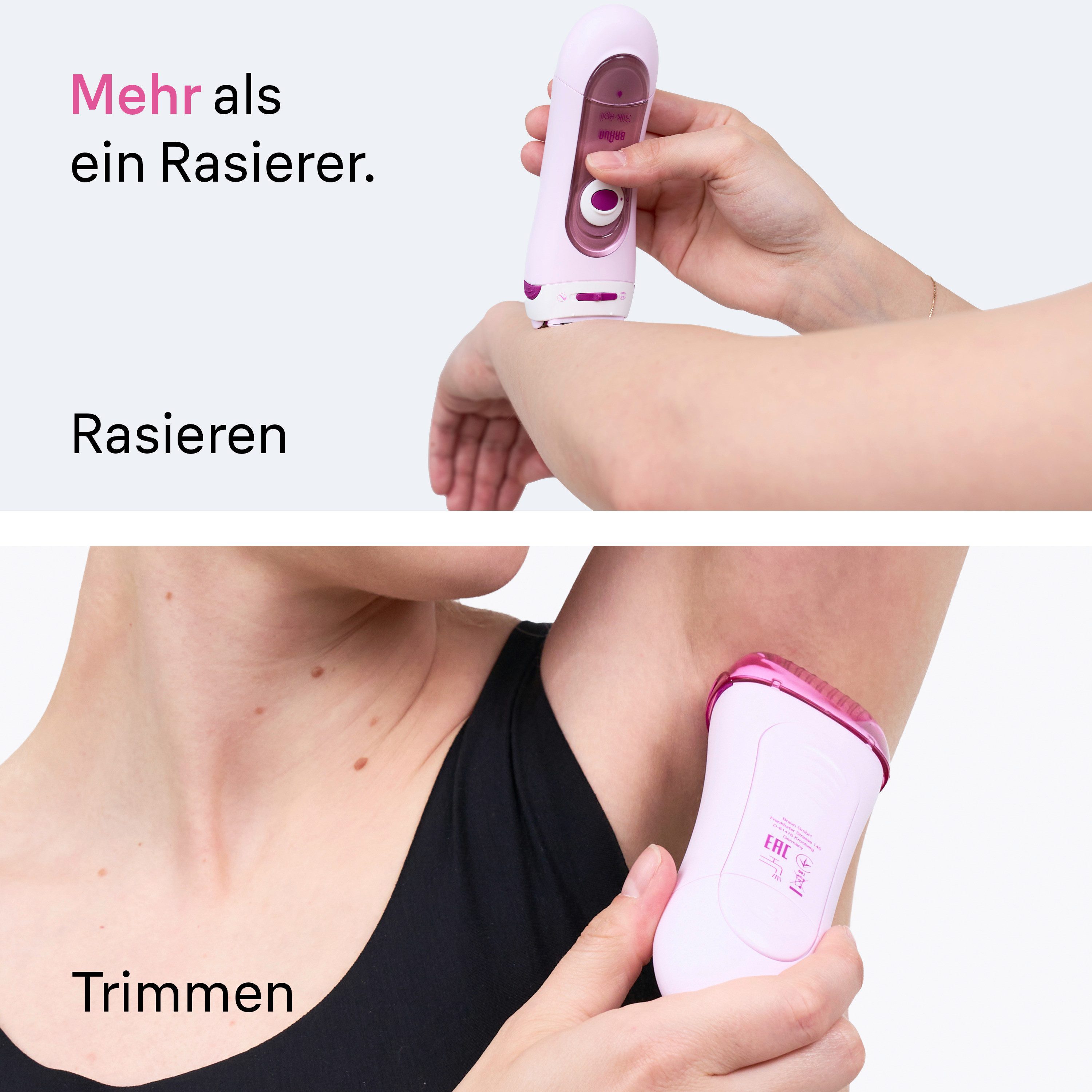Braun Elektrokörperrasierer LS5100, Aufsätze: 1, Silk·épil Damenrasierer, einfache & sanfte Rasur, +1 Extra, Rosa