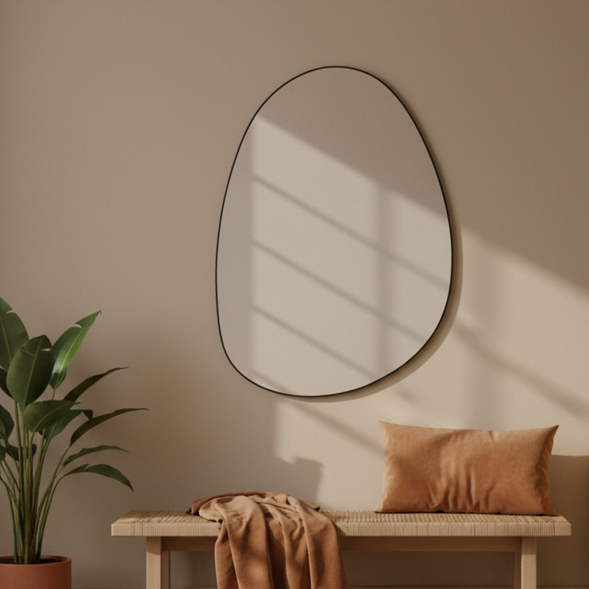 EDAXO Wandspiegel Dekorativer Wandspiegel ASYM, 75 x 55 cm, Splitterschutzfolie