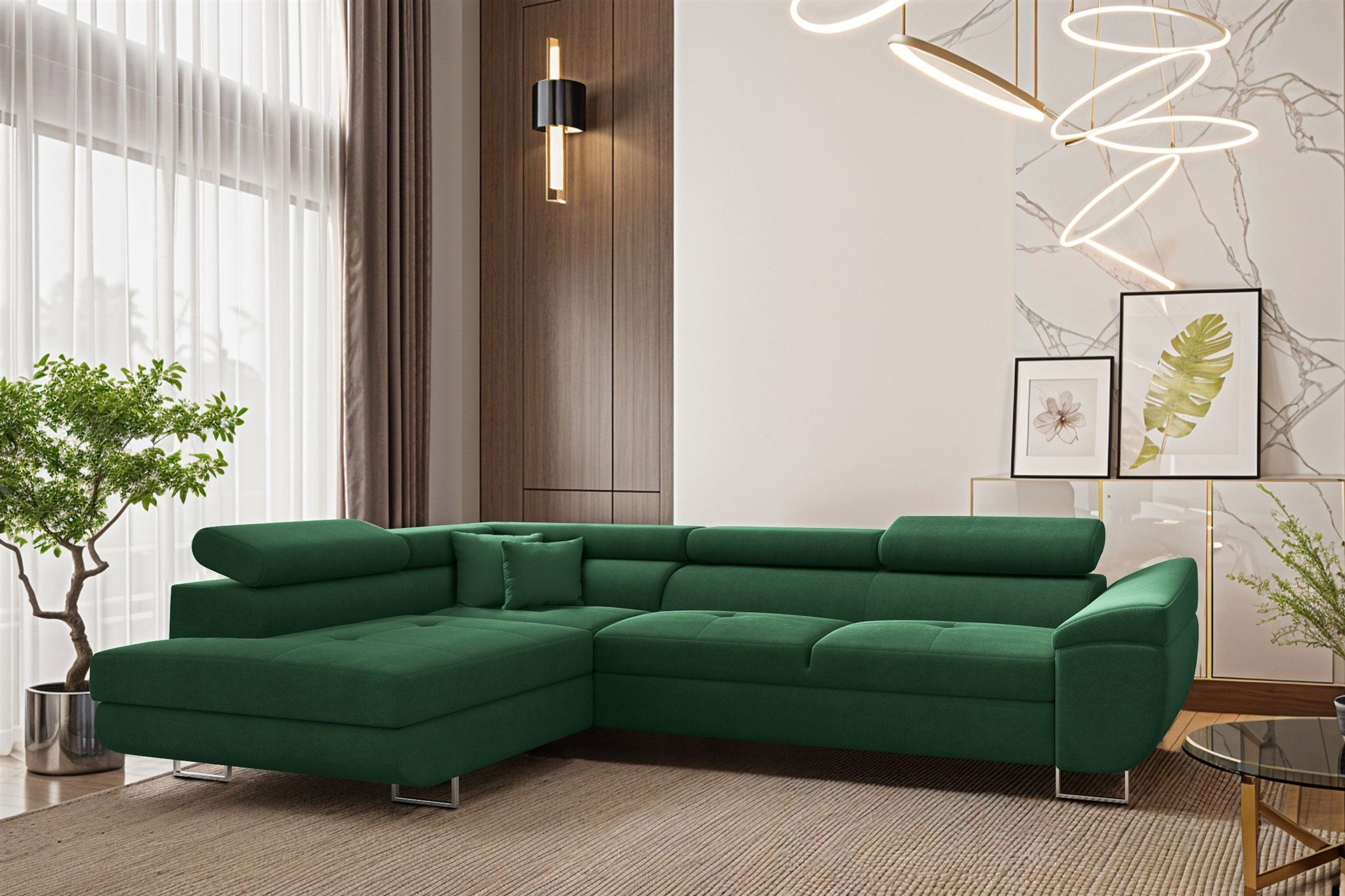 Fun Möbel Ecksofa Schlafsofa Sofa CARMELO in Stoff Nova, Ottomane Links oder Rechts, Rundumbezug