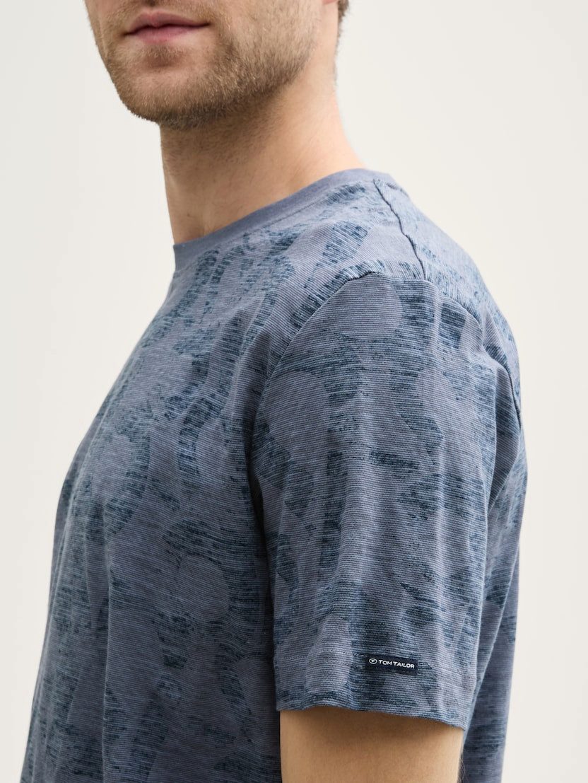 TOM TAILOR Herren T-Shirt Mit Allover-Print – Regular Fit, Kurzärmlig, Aus Weichem Jersey