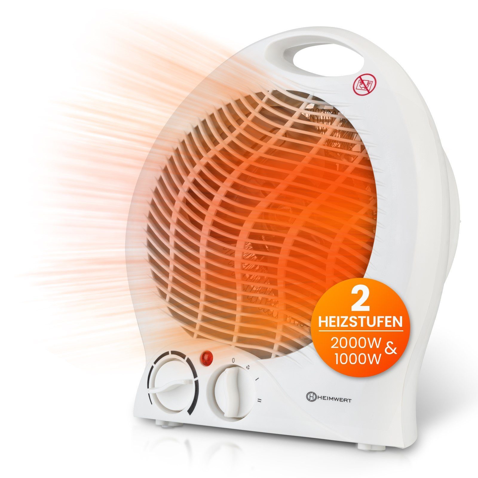 HEIMWERT Infrarotstrahler Elektroheizung Heizlüfter 2000 Watt Schnellheizer günstig online kaufen