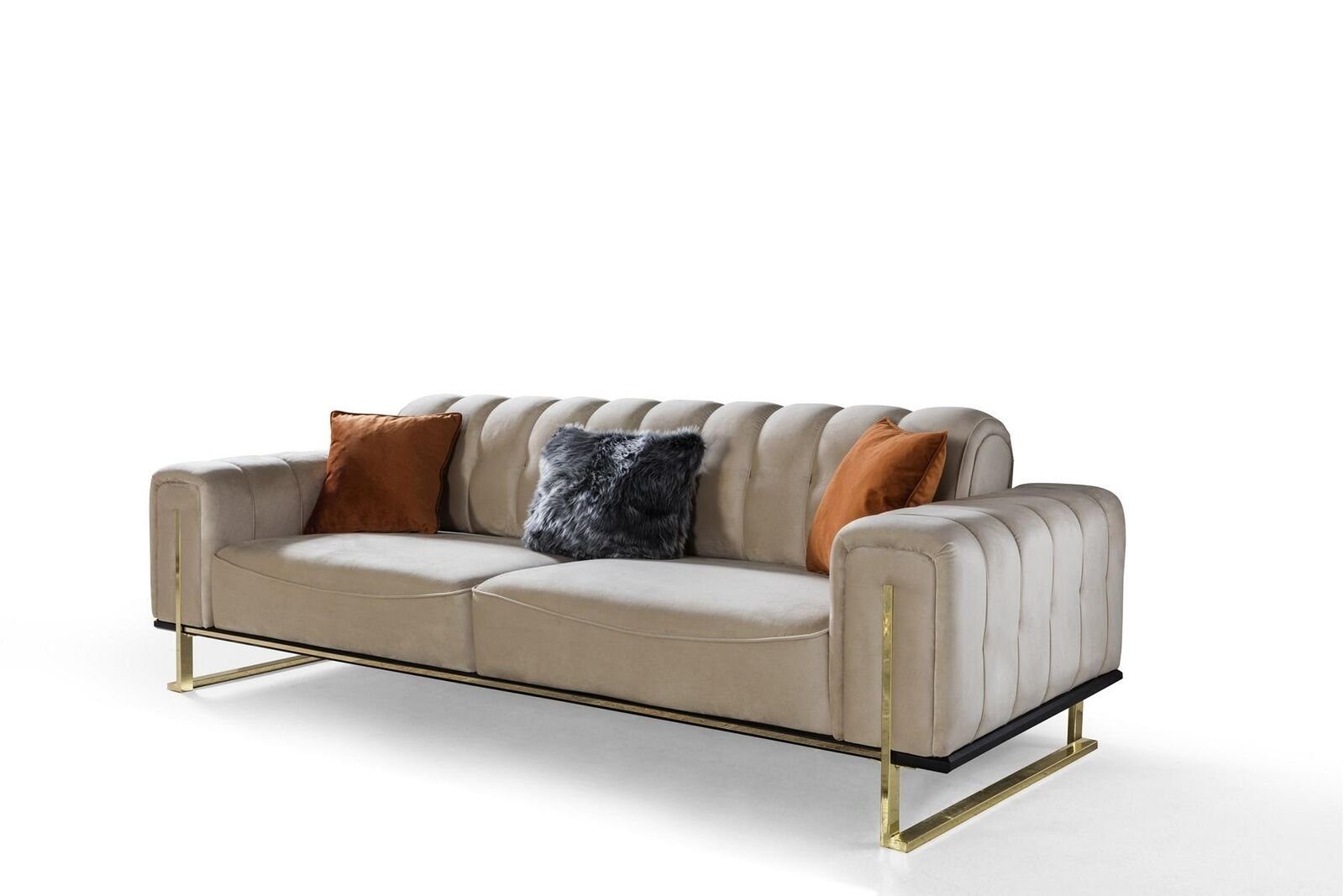 Farbe Wohnzimmer Made Beige Europa Couchen, 3 Sofa Sitzer Luxus 3-Sitzer JVmoebel in 1 Möbel Teile, Modern