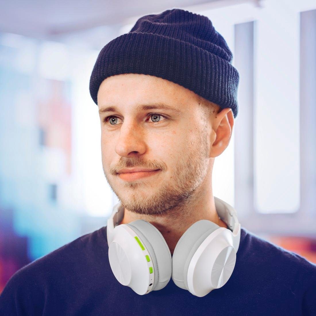 Ear Hama Headset) A2DP kabellos Siri, Bass Kopfhörer AVRCP Bluetooth, Boost, Bluetooth, Bluetooth® weiß (Sprachsteuerung, Bluetooth-Kopfhörer faltbar HFP, ohne Assistant, Kabel, Bluetooth Google Over HSP,