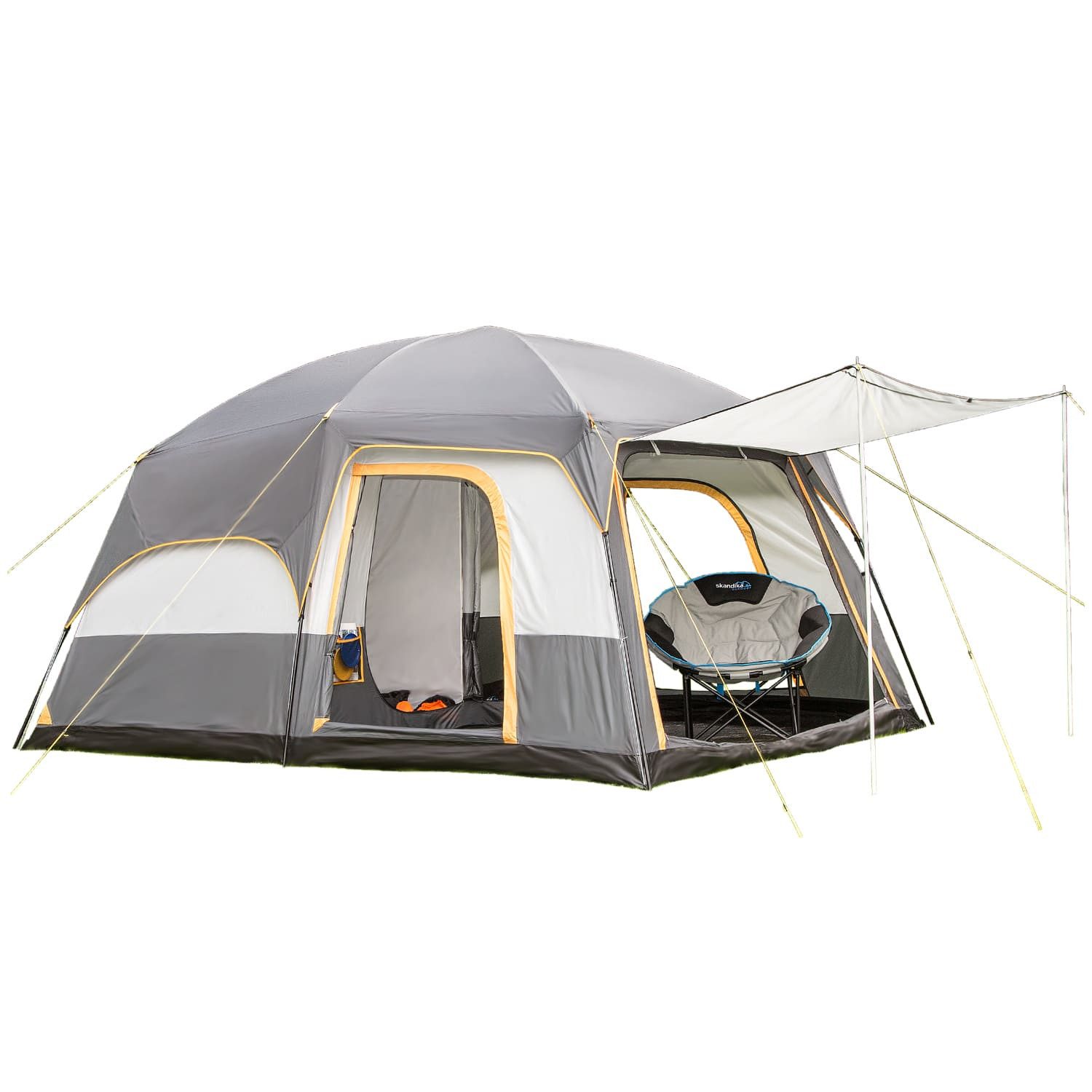 Skandika Tunnelzelt Tonsberg 5 Protect mit Single Skin, Meshdach und abnehmbarem Überzelt, Personen: 5 (Schlafbereich mit herausnehmbarer Trennwand, Tragetasche), Campingzelt, 2,2m Stehhöhe, 4000 mm Wassersäule, eingenähter Zeltboden