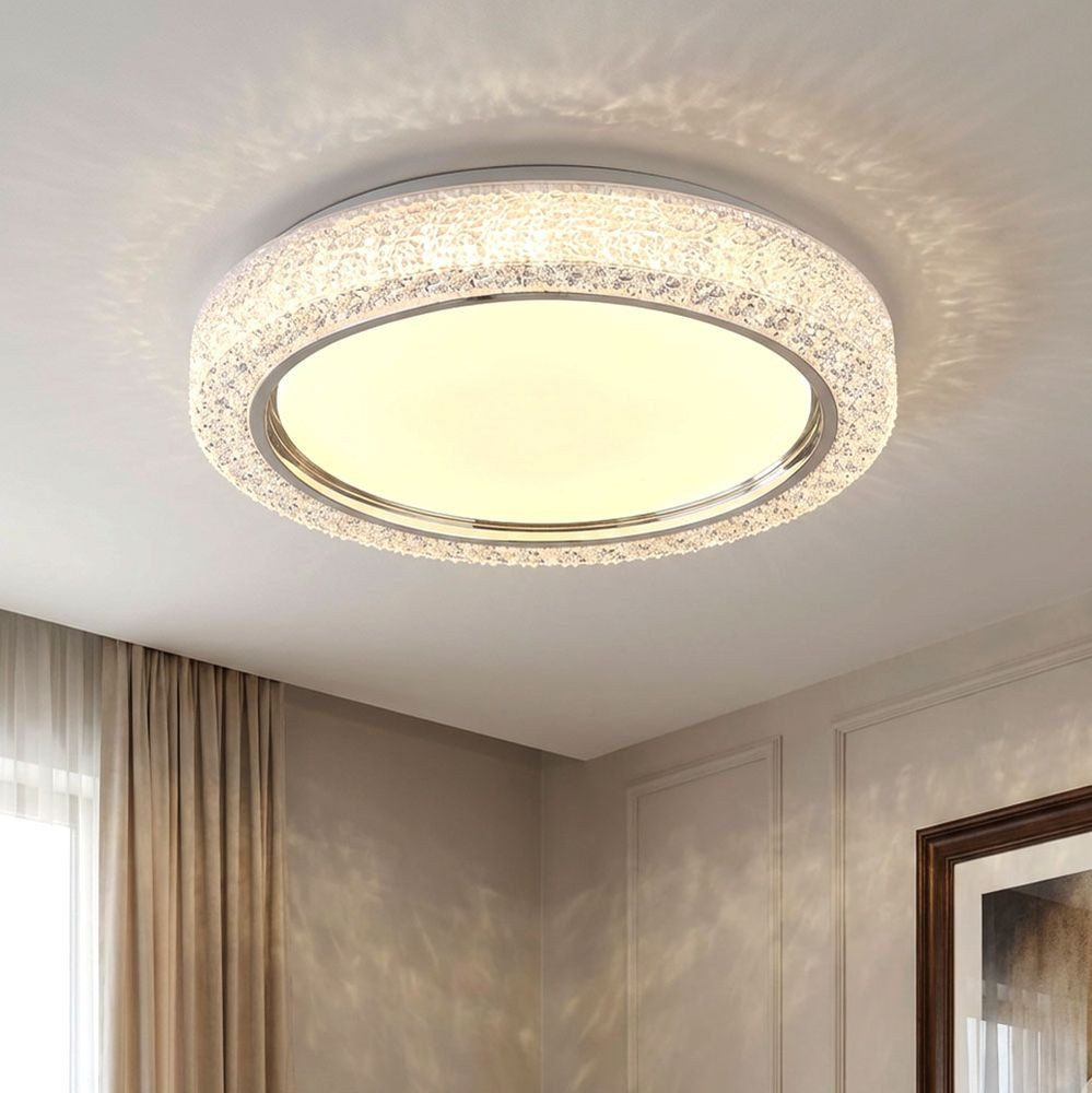 GLOBO LIGHTING LED Deckenleuchte, LED-Leuchtmittel fest verbaut, Warmweiß, Deckenlampe Deckenleuchte LED Wohnzimmerlampe Kristalldekor D 40 cm