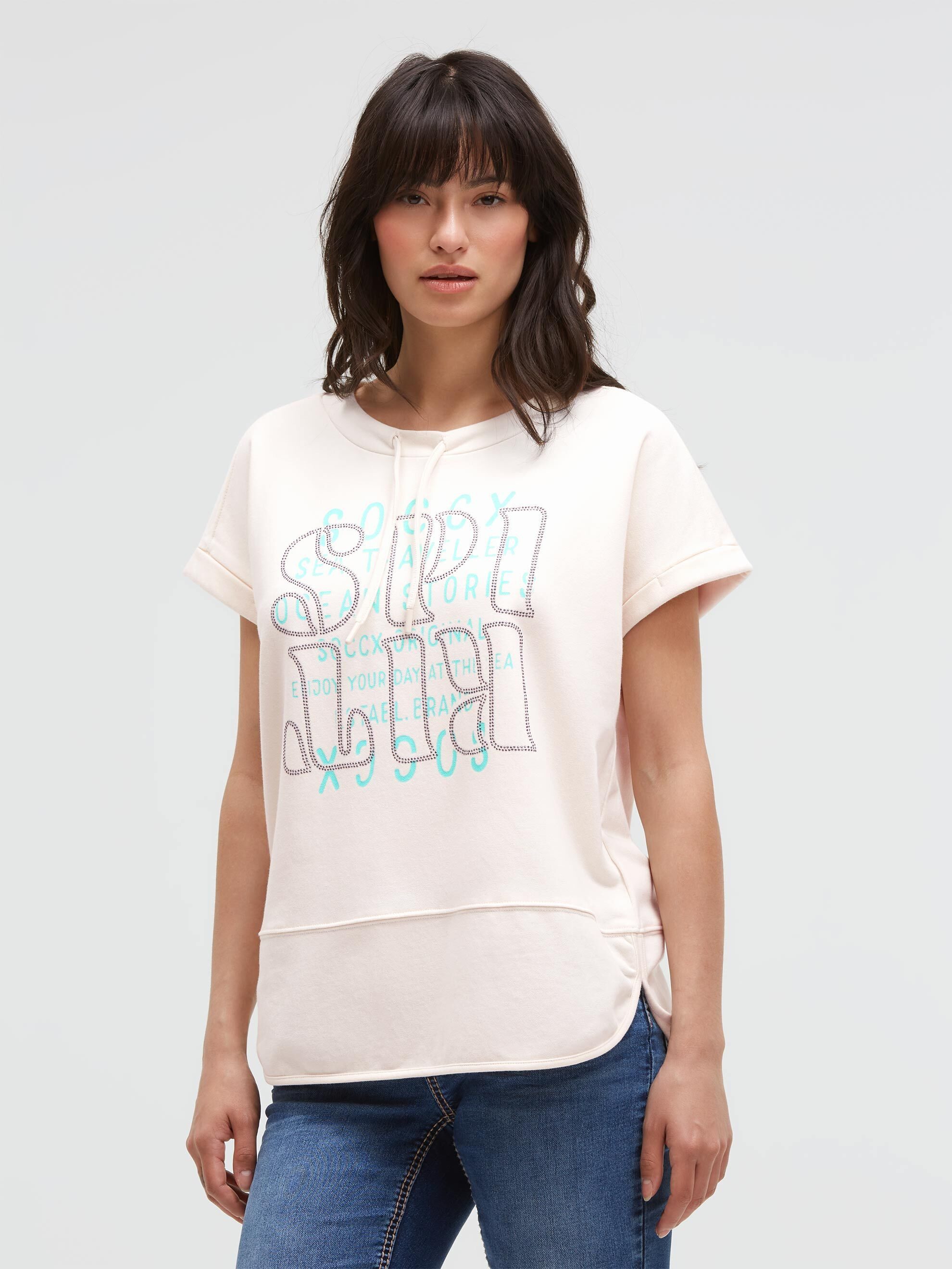 SOCCX Rundhalsshirt mit Seitenschlitze