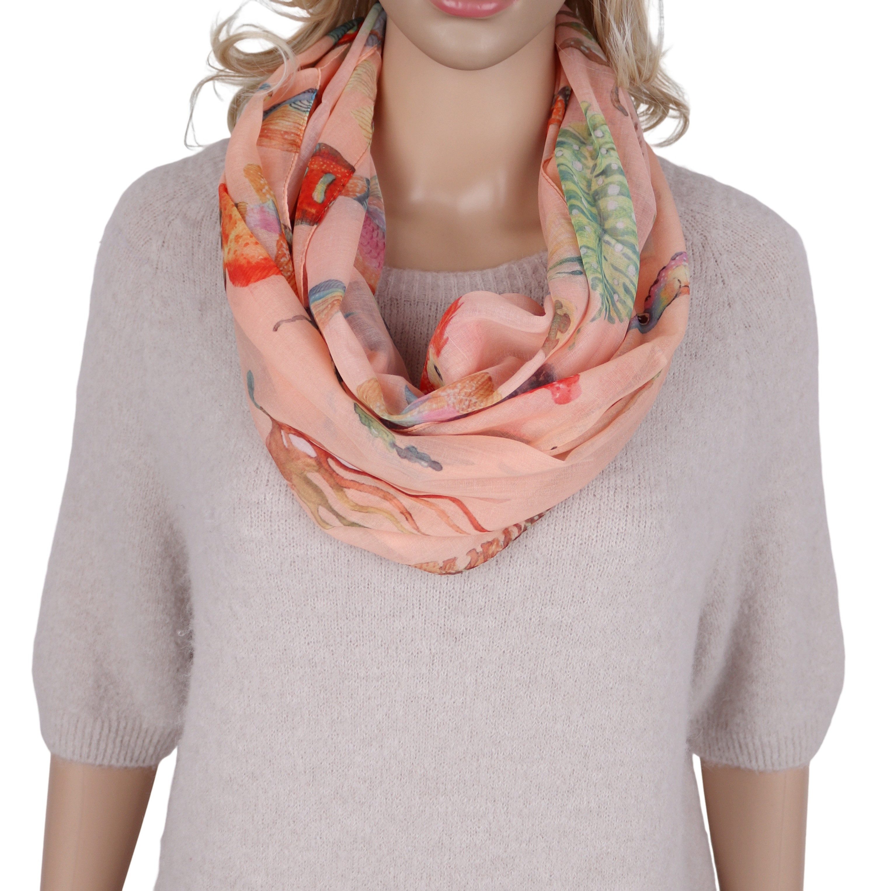 Loop Damen Schal mit Tollem Muster Weich aus 100% Viskose, Schlauchschal