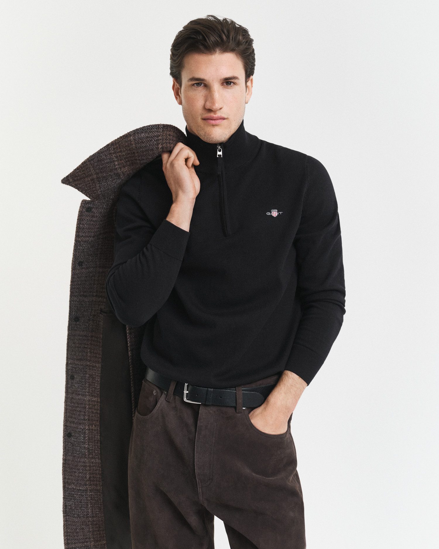 Gant Troyer CLASSIC COTTON HALF ZIP mit gerippten Details