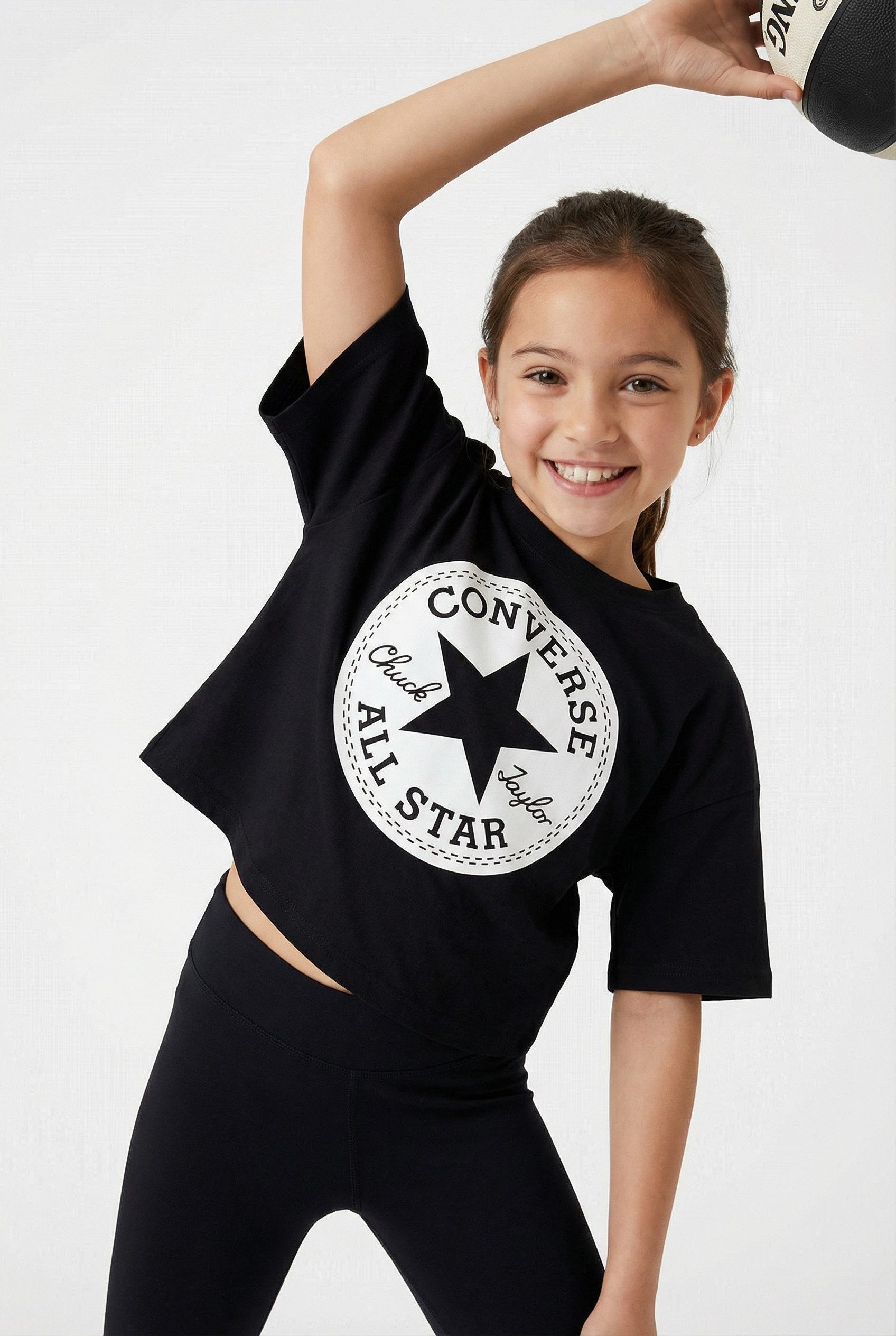 Converse T-Shirt Cropped Style für Mädchen für Kinder, sportlicher Stil, Kurzarm, Rundhalsausschnitt