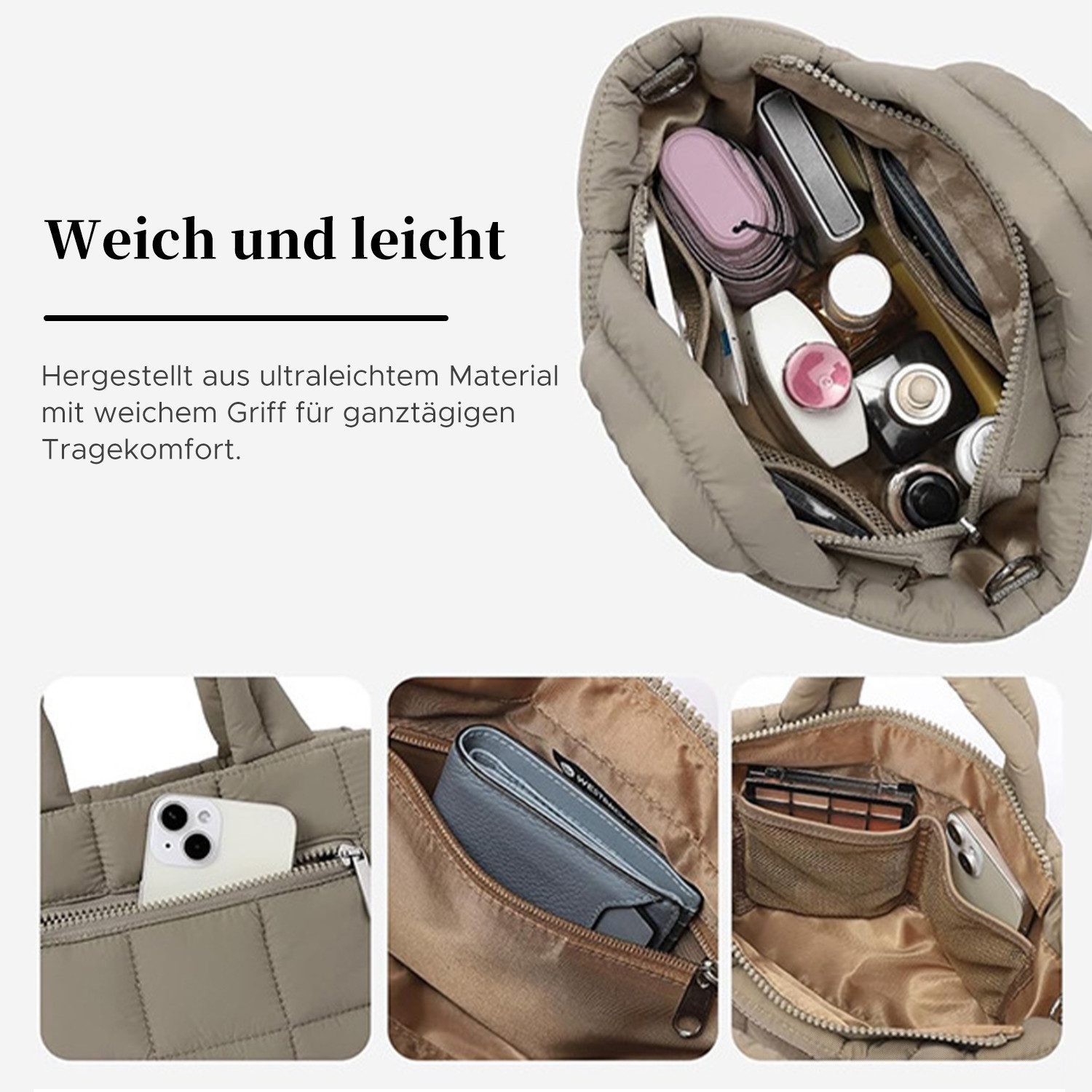 nsihing Schultertasche Crossbody-Tasche für Damen, gesteppte Tragetasche