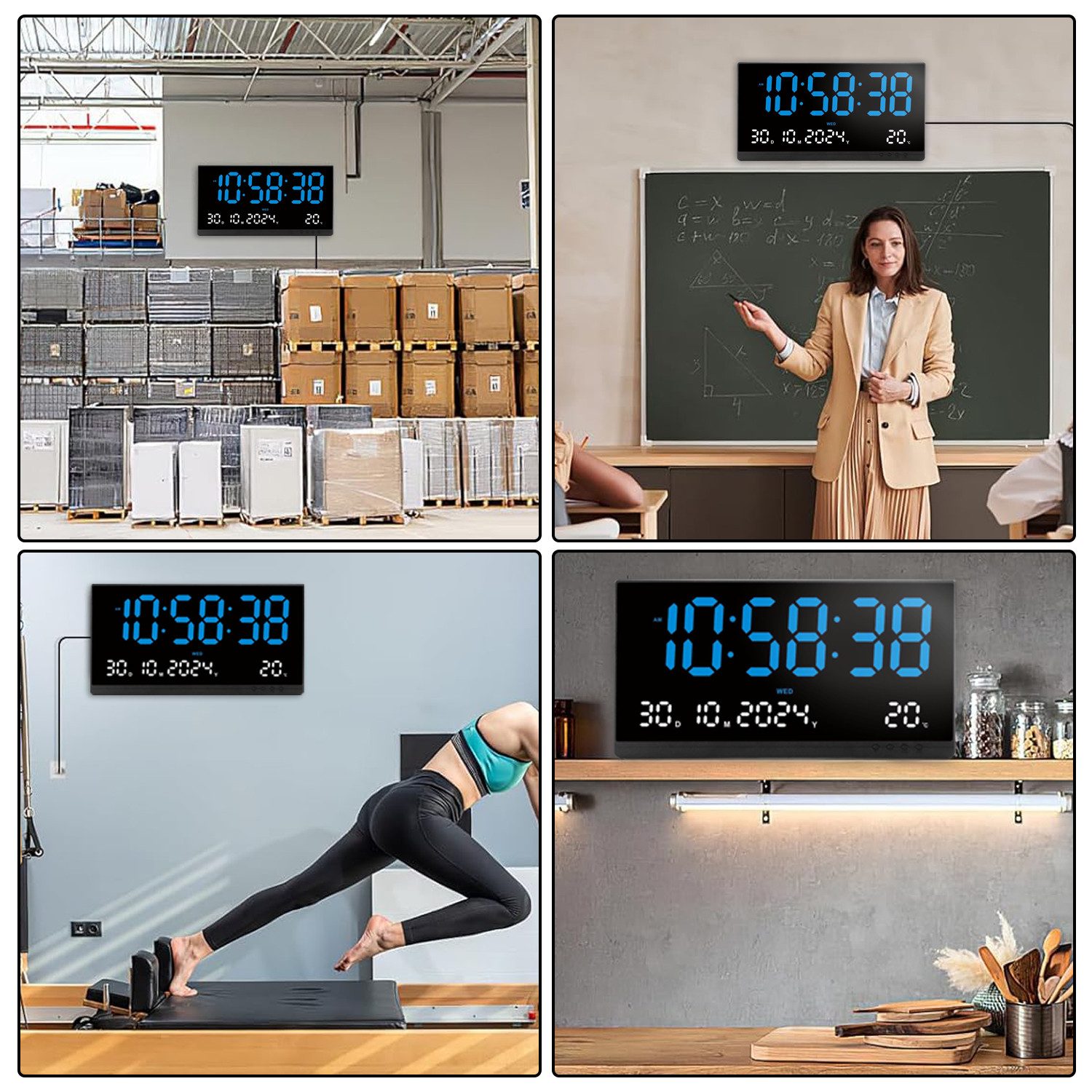 REDOM Wanduhr 15,5 Zoll LED Digital Wandwecker Küchenuhr (Multifunktions Uh günstig online kaufen