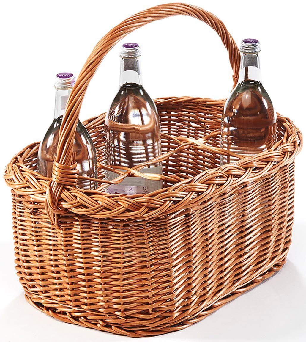 Kobolo Flaschenkorb Flaschenträger für 6 Flaschen aus gekochter Weide günstig online kaufen