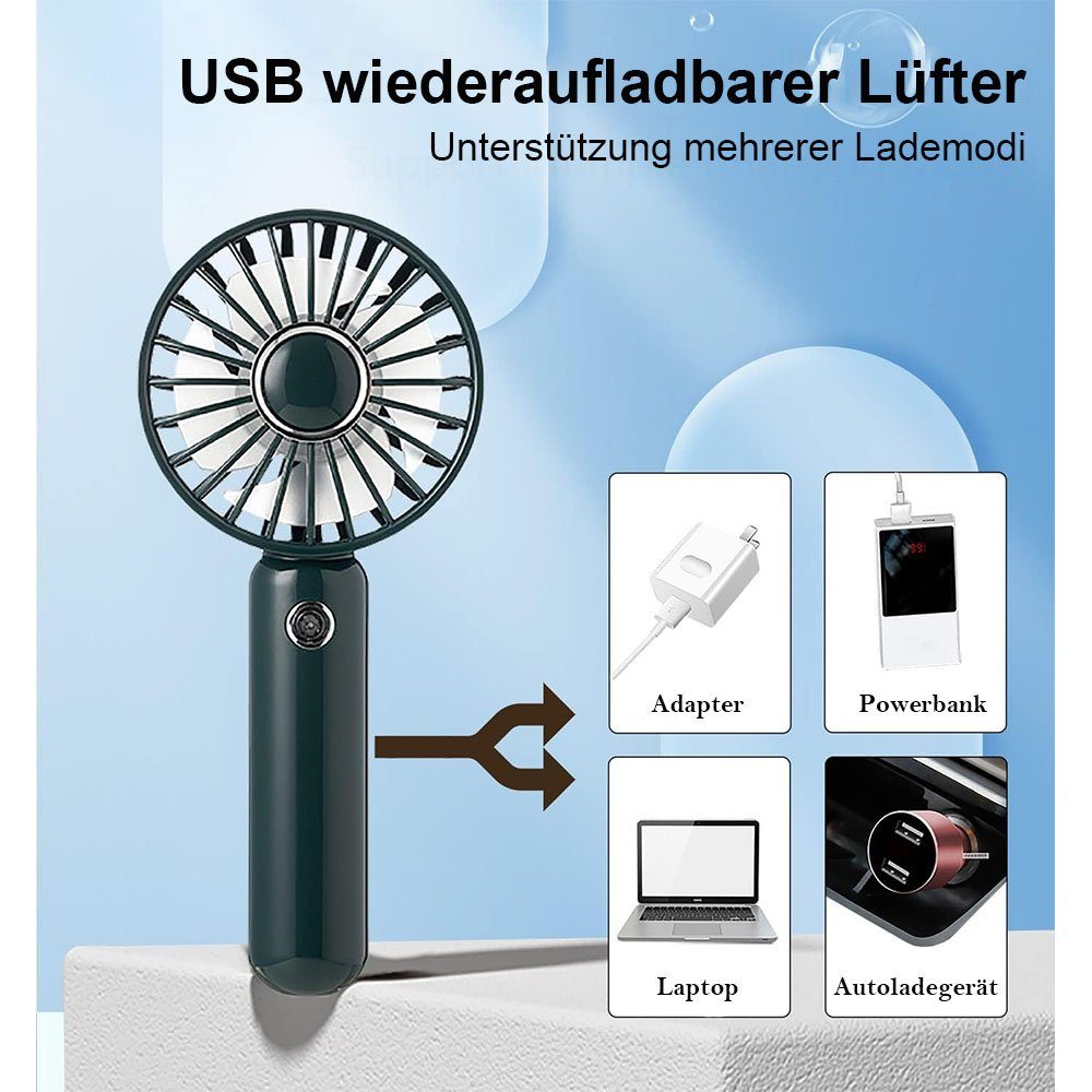 Make-up. USB, leise, MOUTEN Mini-Ventilator, Grün Tragbarer 3-Gang, Heizkörperventilator