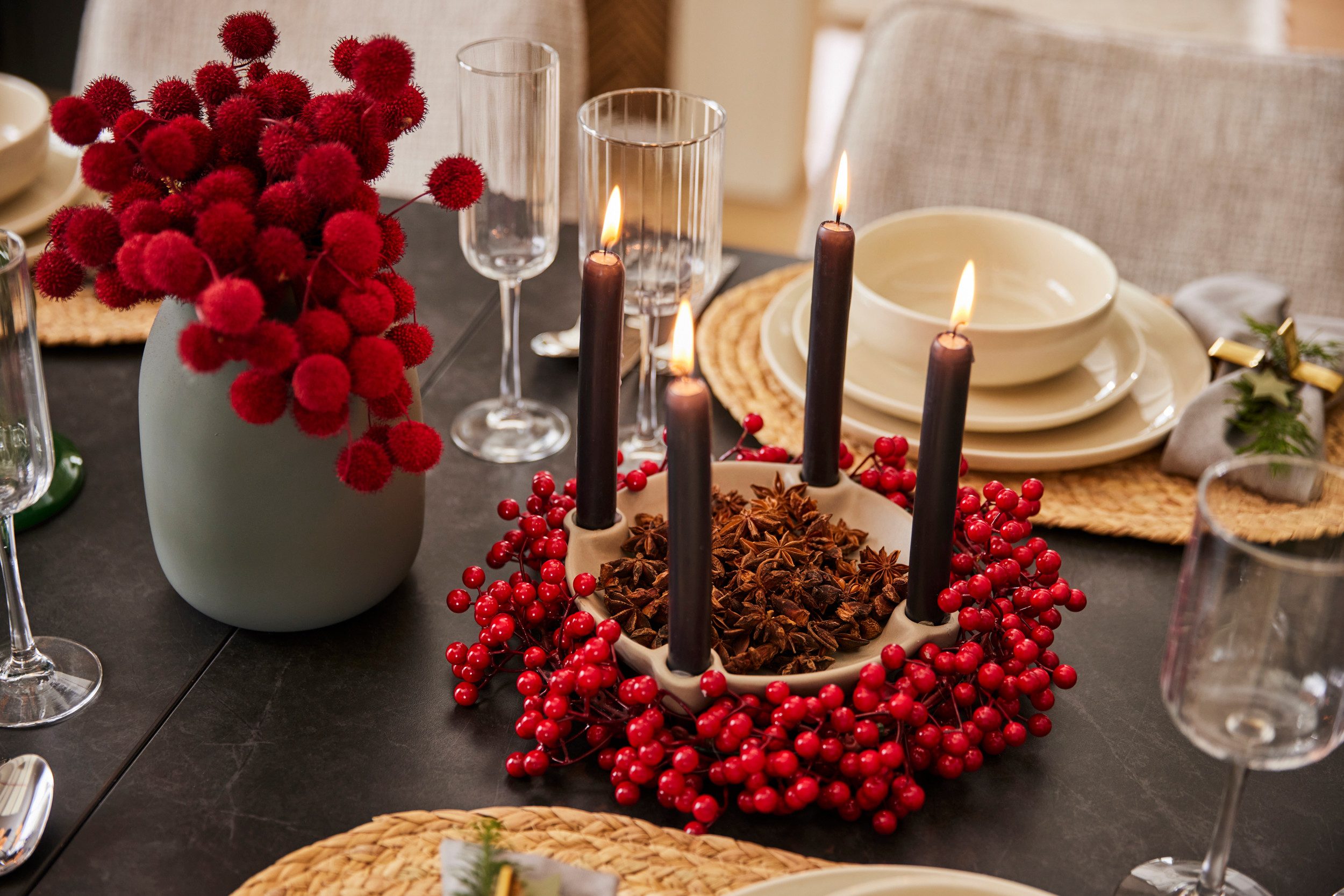 LeGer Home by Lena Gercke Dekokranz Künstlicher X-Mas / Weihnachtskranz, vielseitig einsetzbare Weihnachtsdeko, mit zahlreichen Beeren