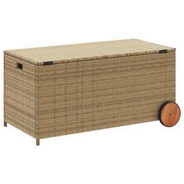 vidaXL Gartenbox Gartentruhe mit Rollen Beige 190L Poly Rattan