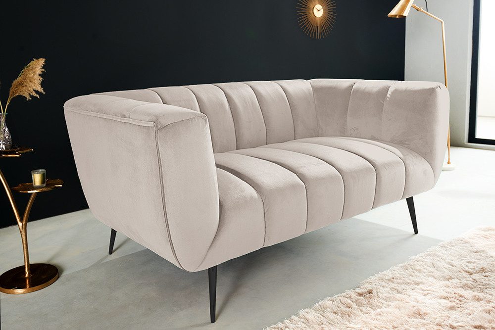 riess-ambiente 2-Sitzer NOBLESSE 165cm champagner / schwarz · Couch mit Bez günstig online kaufen