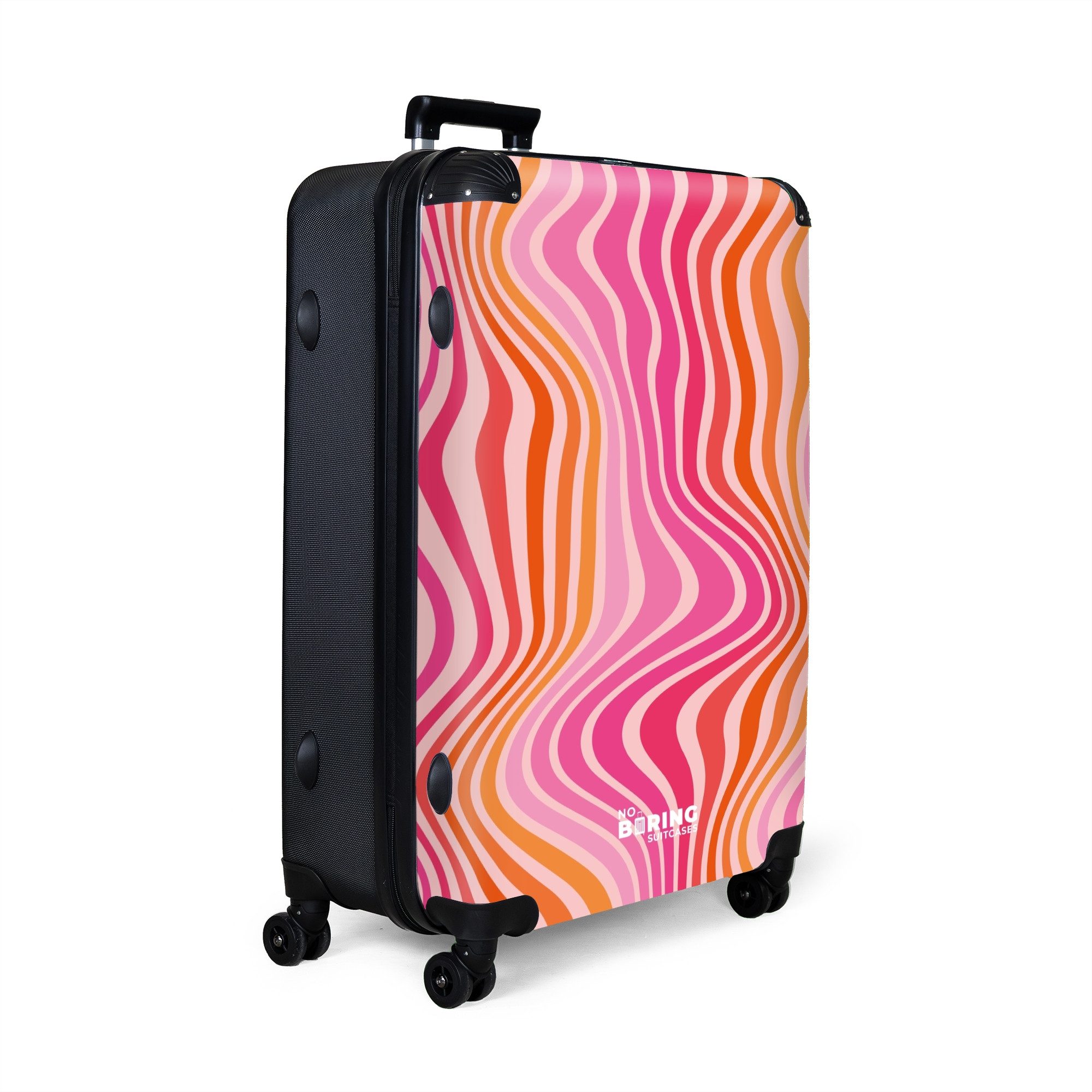 NoBoringSuitcases.com© Hartschalen-Trolley Rosa und orangefarbene Wellenlin günstig online kaufen
