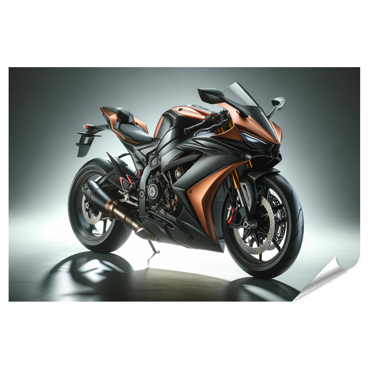 Poster Metallisch Oranges Sport Renn Motorrad mit Eleganten Linien