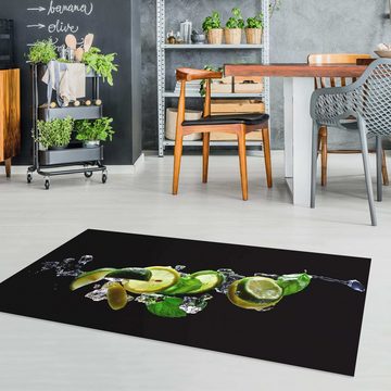 Läufer Teppich Vinyl Küchenmatte Küche Mojito lang modern funktional, Bilderdepot24, Läufer - schwarz glatt