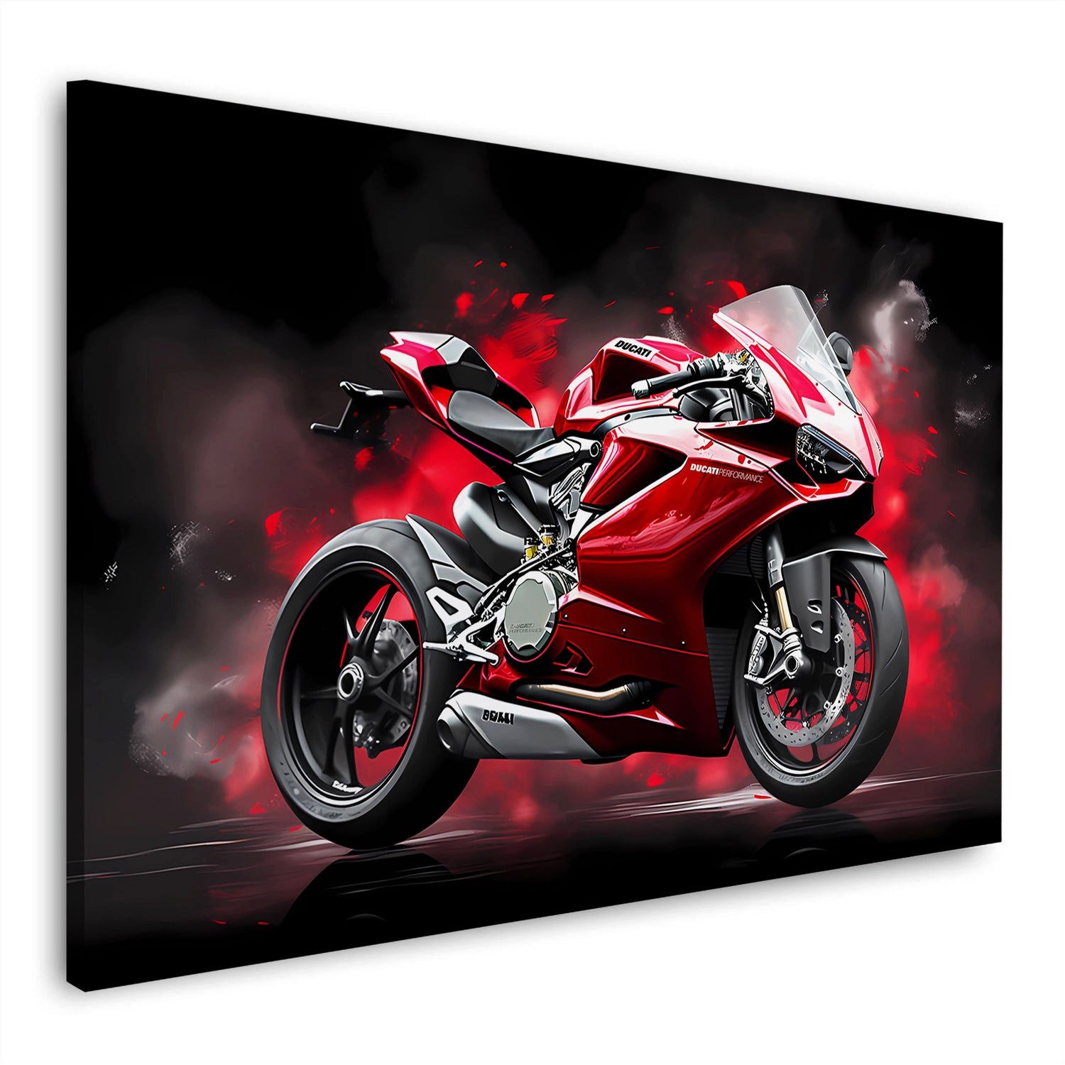 Artedinoi Leinwandbild Rotes Motorrad Geschwindigkeit Wandbild Leinwandbild Kunstdruck XL Wan, Rotes Motorrad, dynamisch