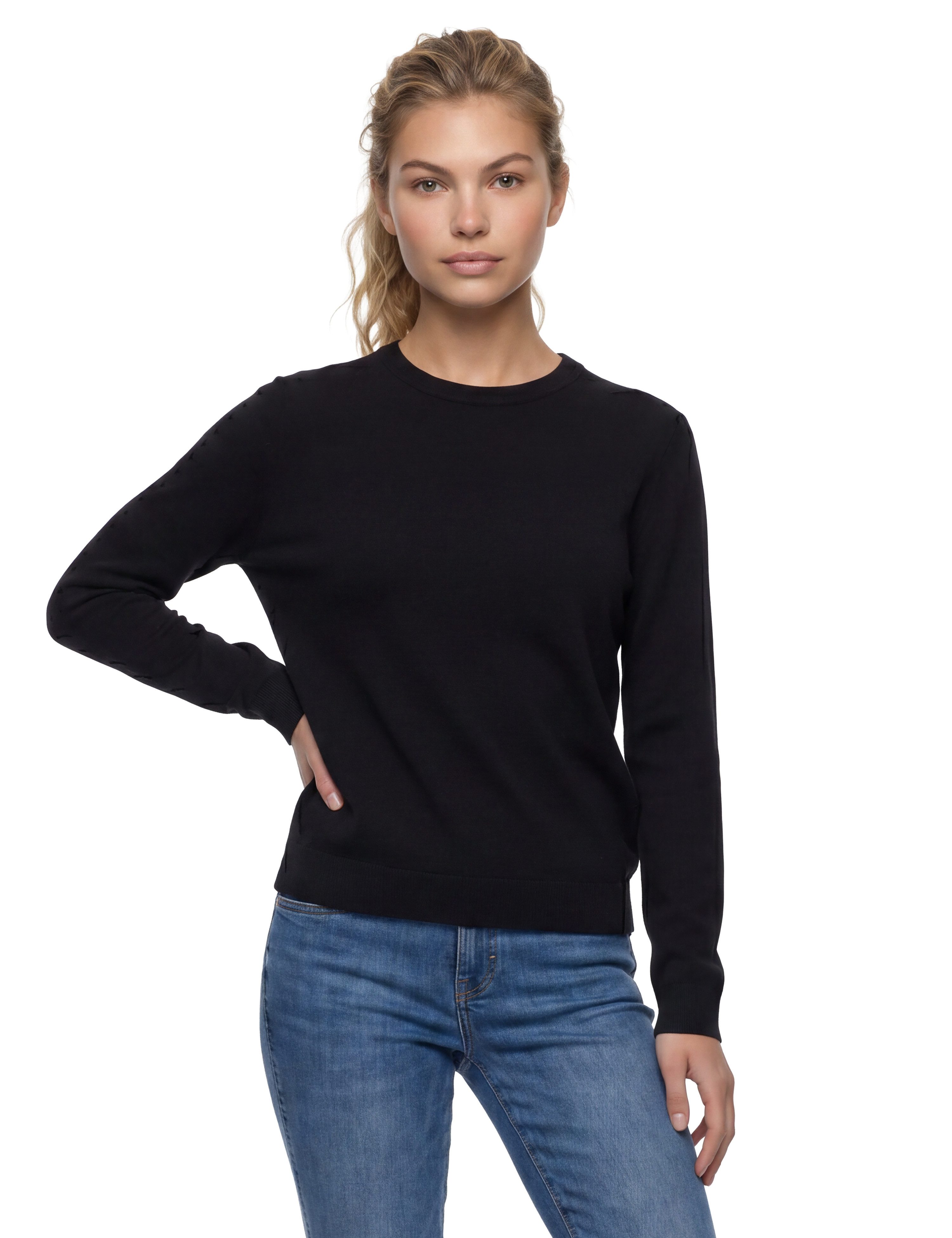 Guess Strickpullover reine Wolle, Regular Fit, Rundhalsausschnitt