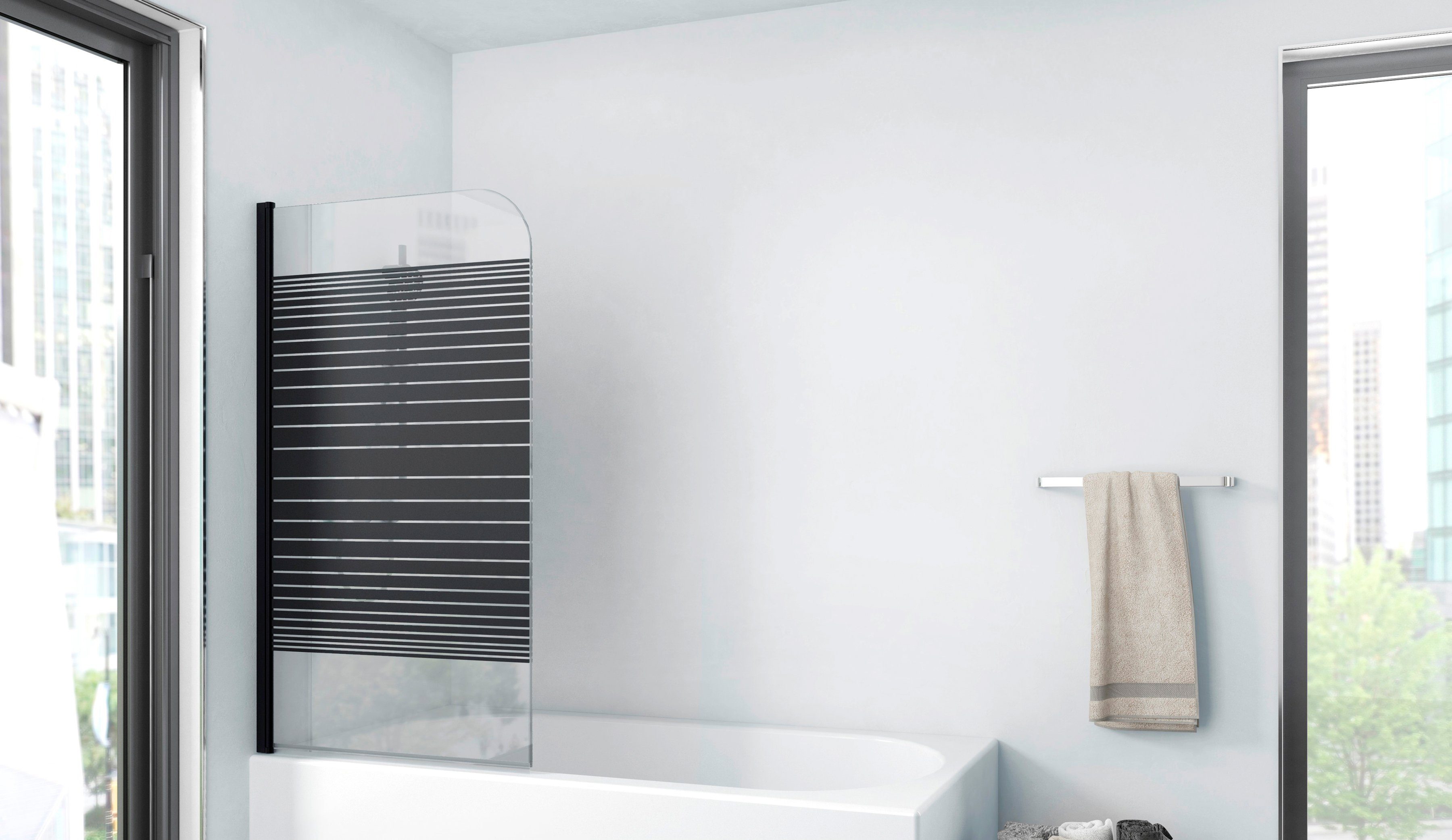 Marwell Badewannenfaltwand White Stripes, Einscheibensicherheitsglas, (1 tl günstig online kaufen