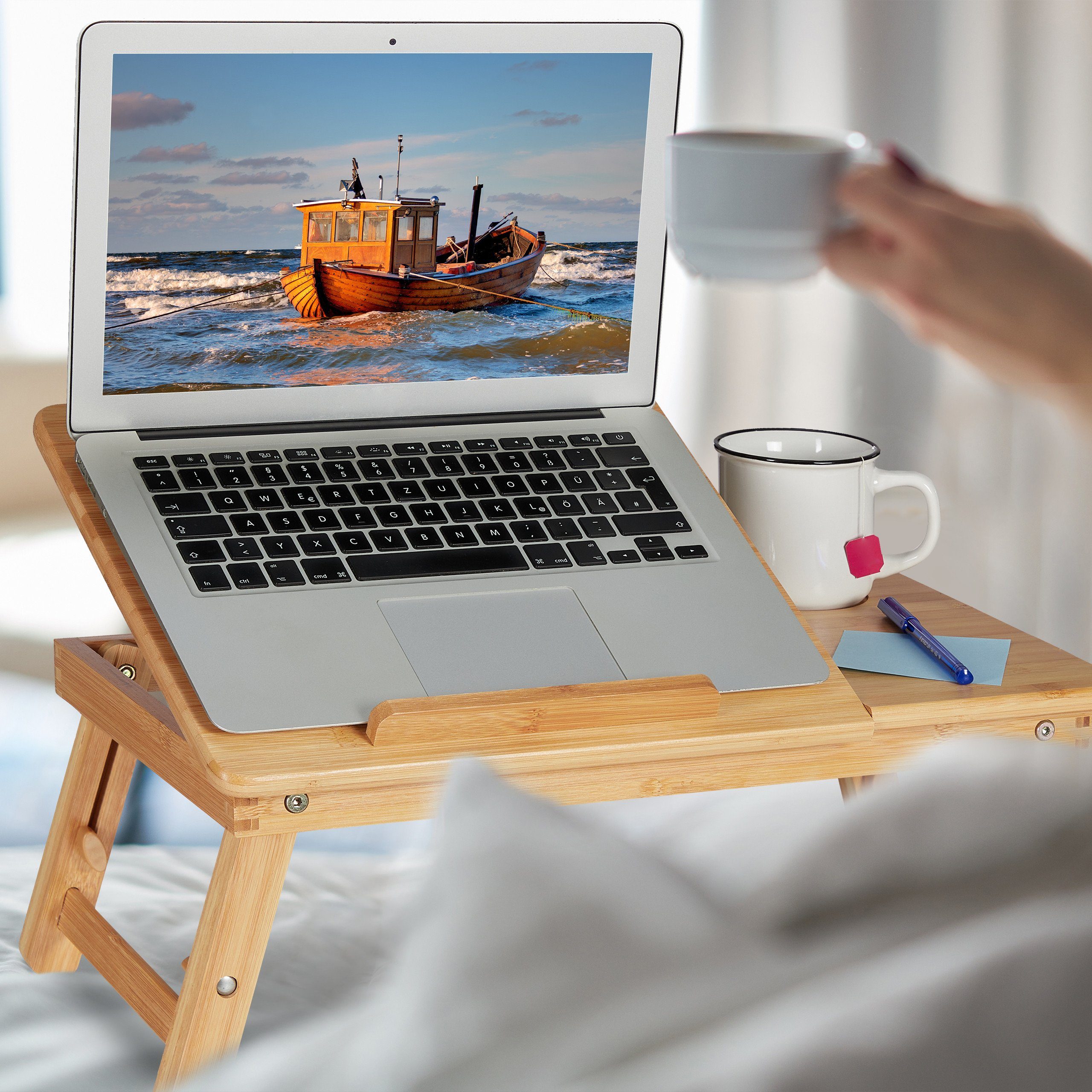 relaxdays Laptoptisch Klappbarer Laptoptisch aus Bambus