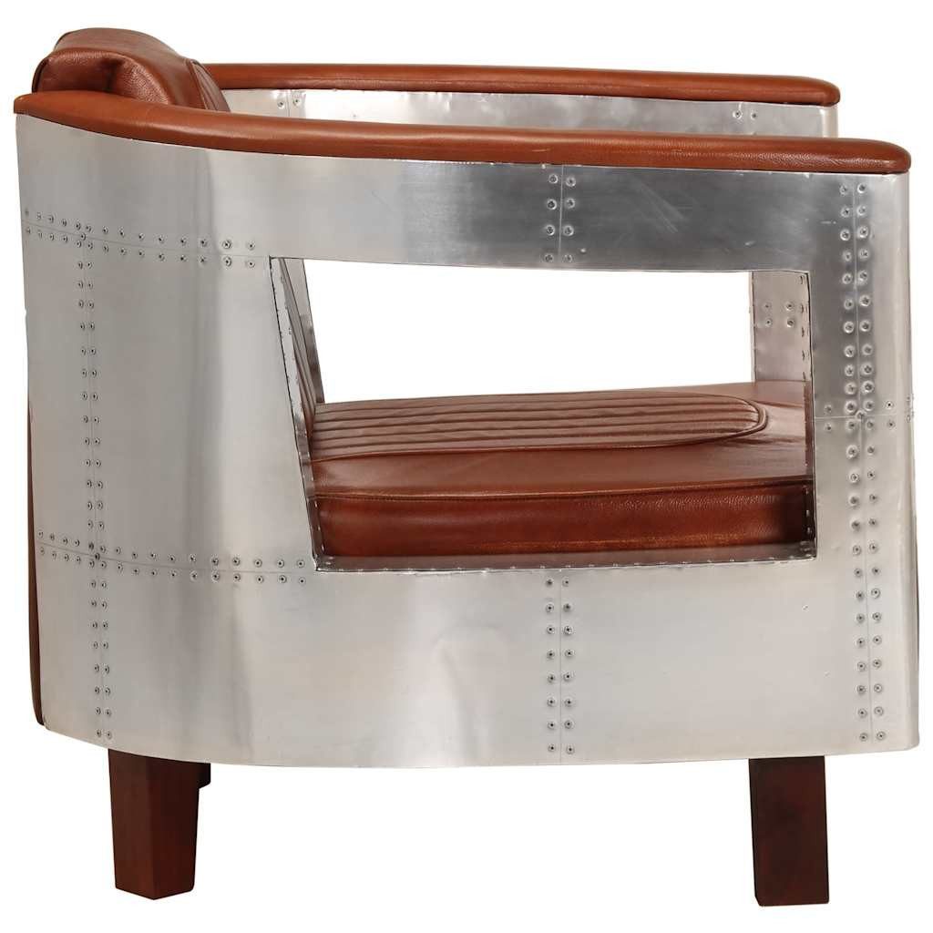 vidaXL Sessel Fliegersessel Braun Echtleder (1-St)