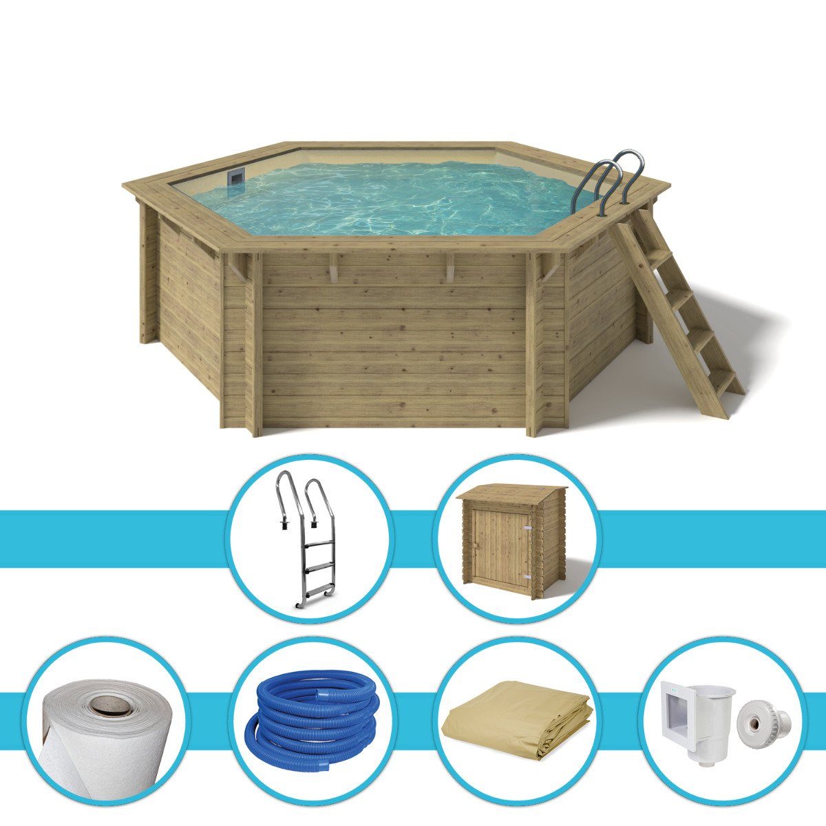 Paradies Pool Pool, Holzpool Lani 421x118cm, Folie sand 0,8mm