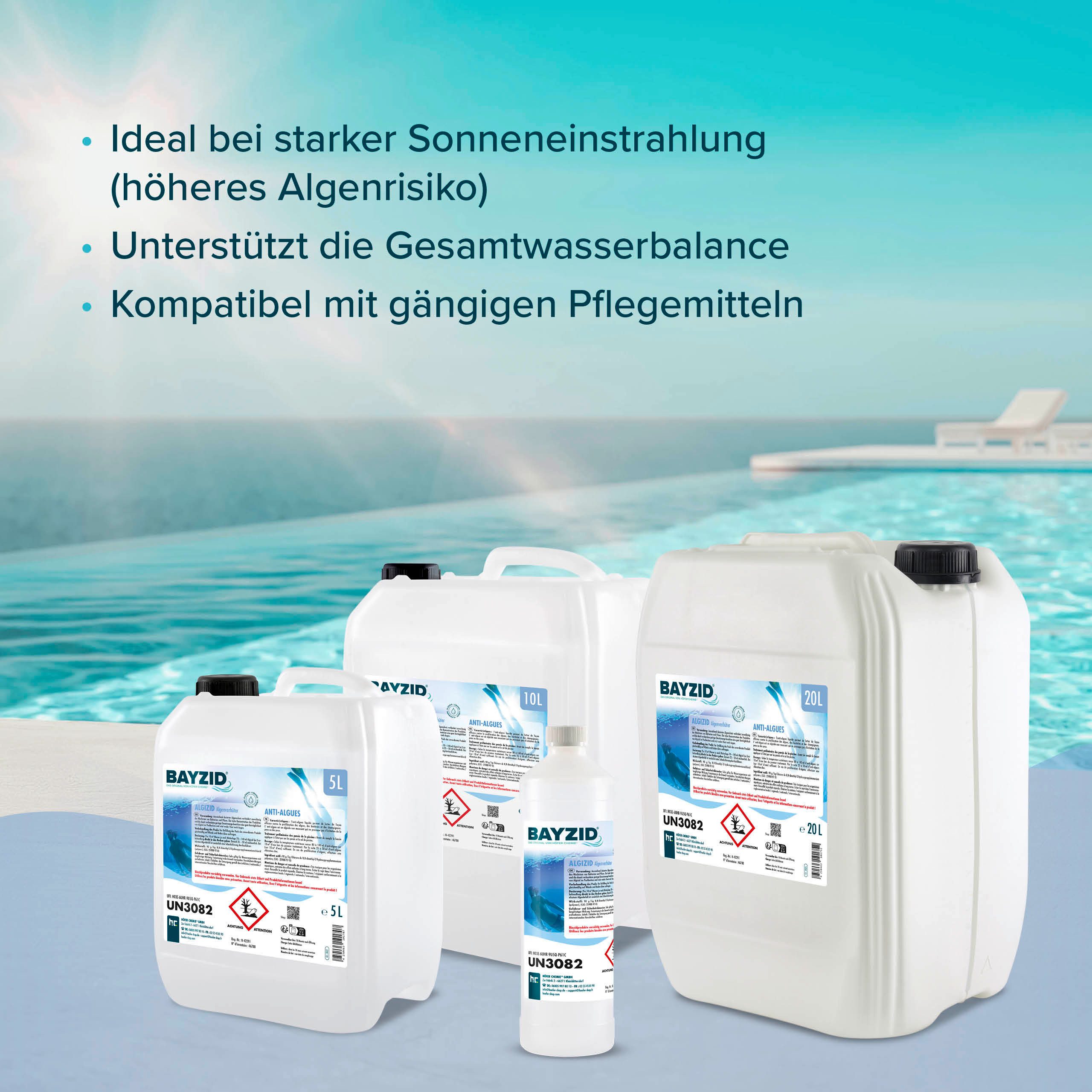 Höfer Chemie GmbH Poolpflege 2x 5 L BAYZID® Algizid Algenverhütung für Pools, Vorbeugend gegen Algenbildung – Bild 5 von 5