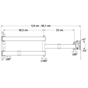 Drall Instruments S89B TV-Wandhalterung, (bis 50 Zoll, 1-tlg., 1, Universal Wandhalterung für 15-50 Zoll LCD LED OLED Fernseher VESA 200)