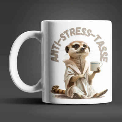 WS-Trend Tasse Erdmännchen Anti Stress Keramik Kaffeetasse Teetasse Geschenke, Keramik