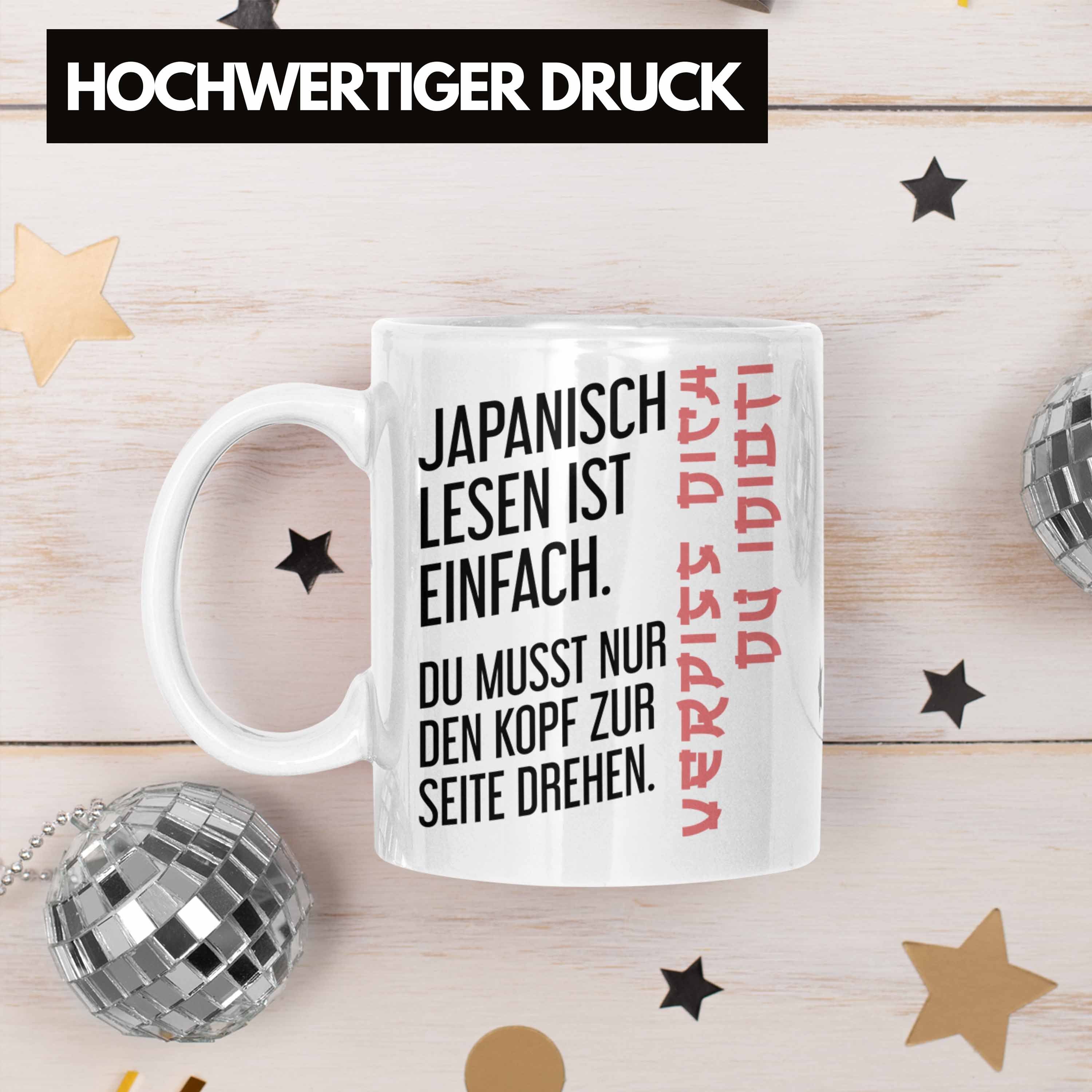 Trendation Tasse Trendation - Japanisch Spruch Weiss Lesen Ist Becher Einfach Tasse Ironie Geschenk Sarkasmus