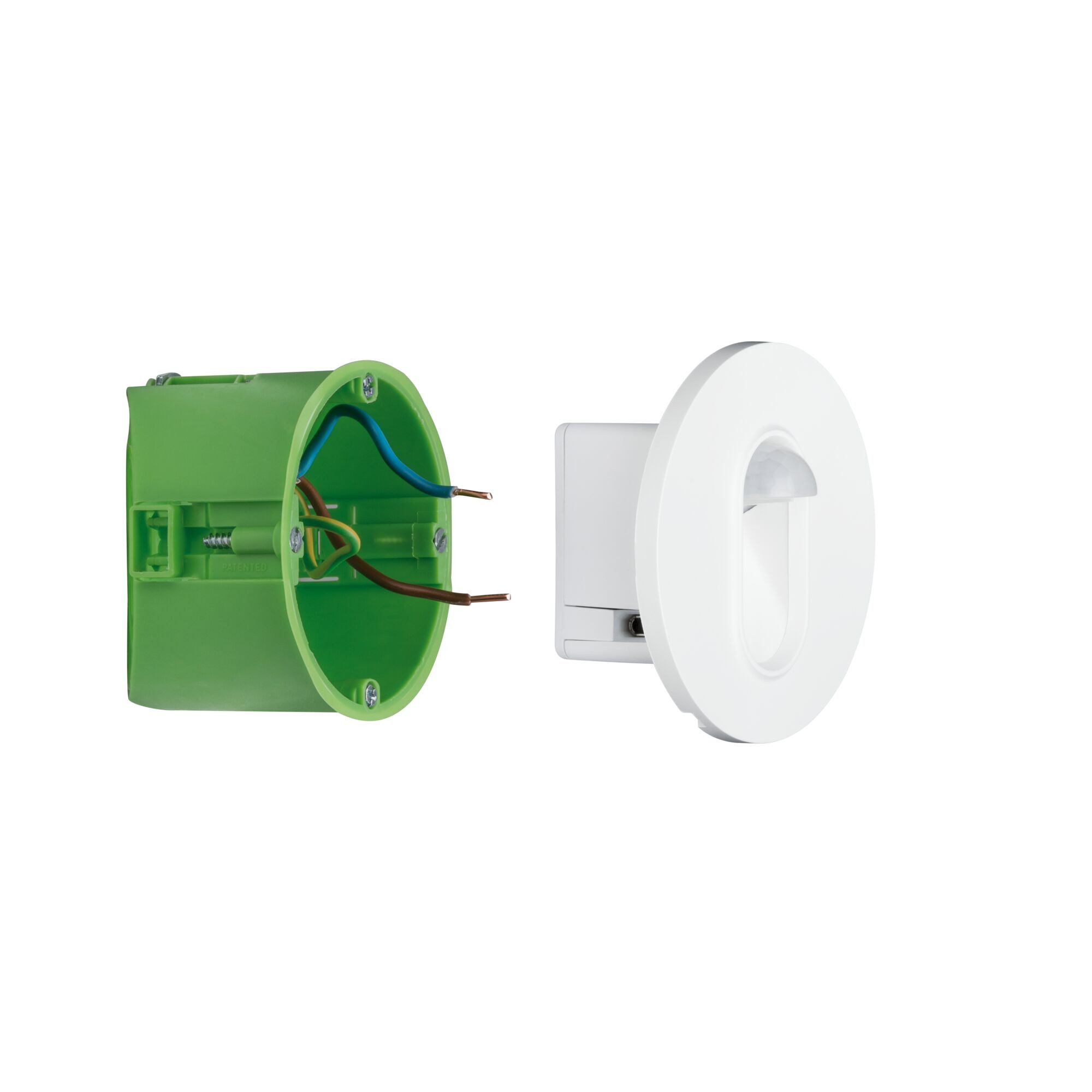 Paulmann LED Wandleuchte Einbauleuchte rund Weiß 2,7W, LED fest integriert, Warmweiß, mit Bewegungssensor Dämmerungssensor