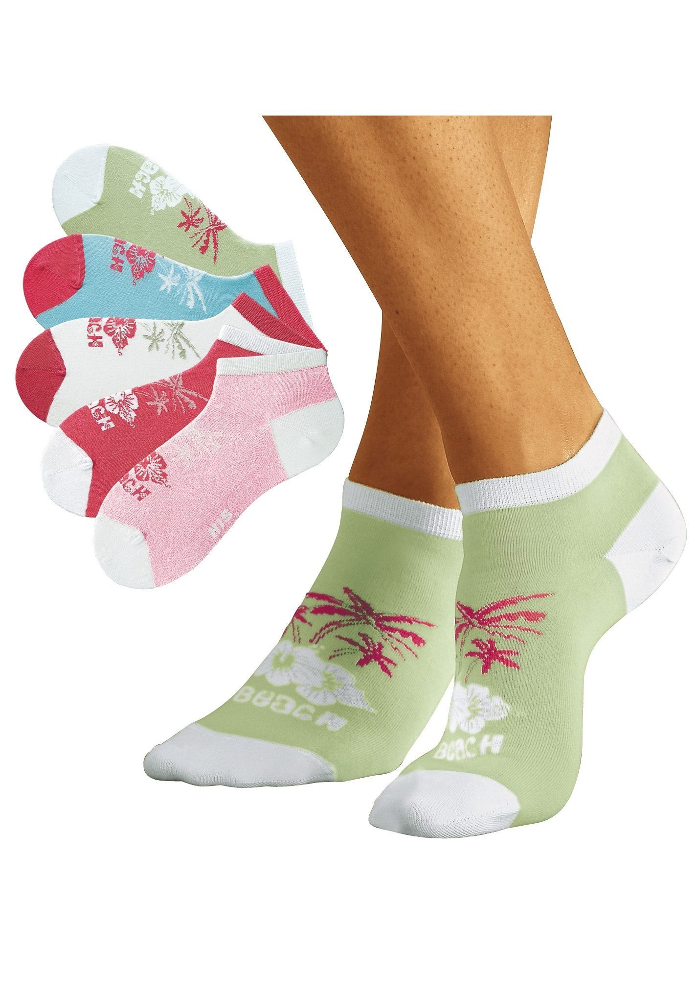 H.I.S Sneakersocken Kurze bunte Damen Socken (Packung, 5-Paar, Gr. 35-38 bis 43-46) im farbenfrohen Hawaii Design – Bild 2 von 5