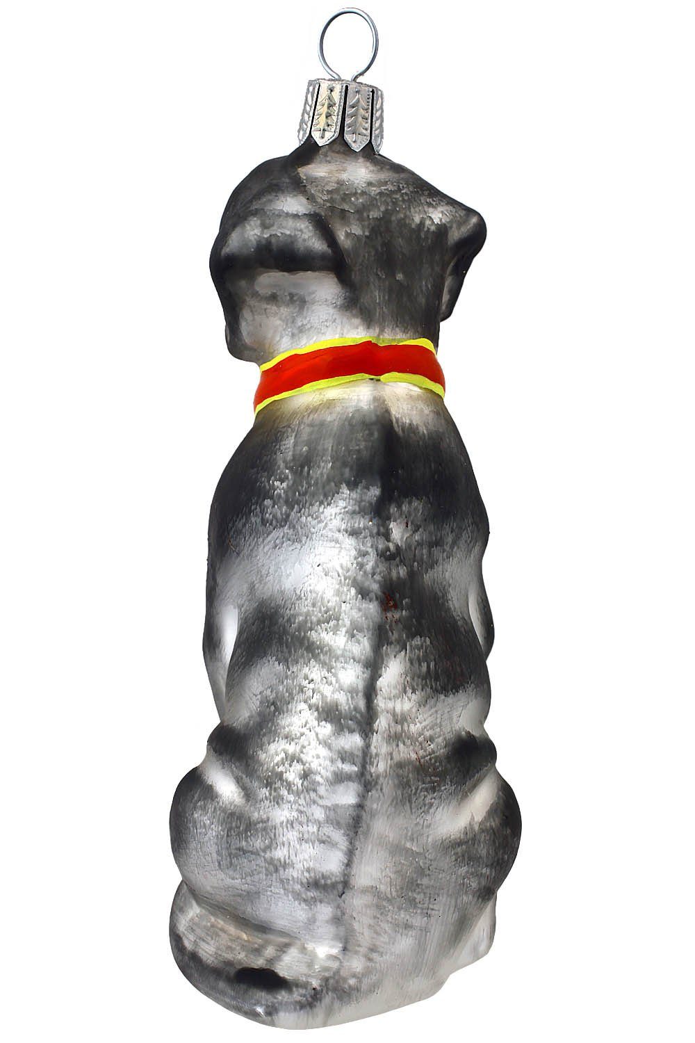 mundgeblasen Christbaumschmuck handdekoriert Weihnachtskontor Labrador - grau/weiss, Hamburger