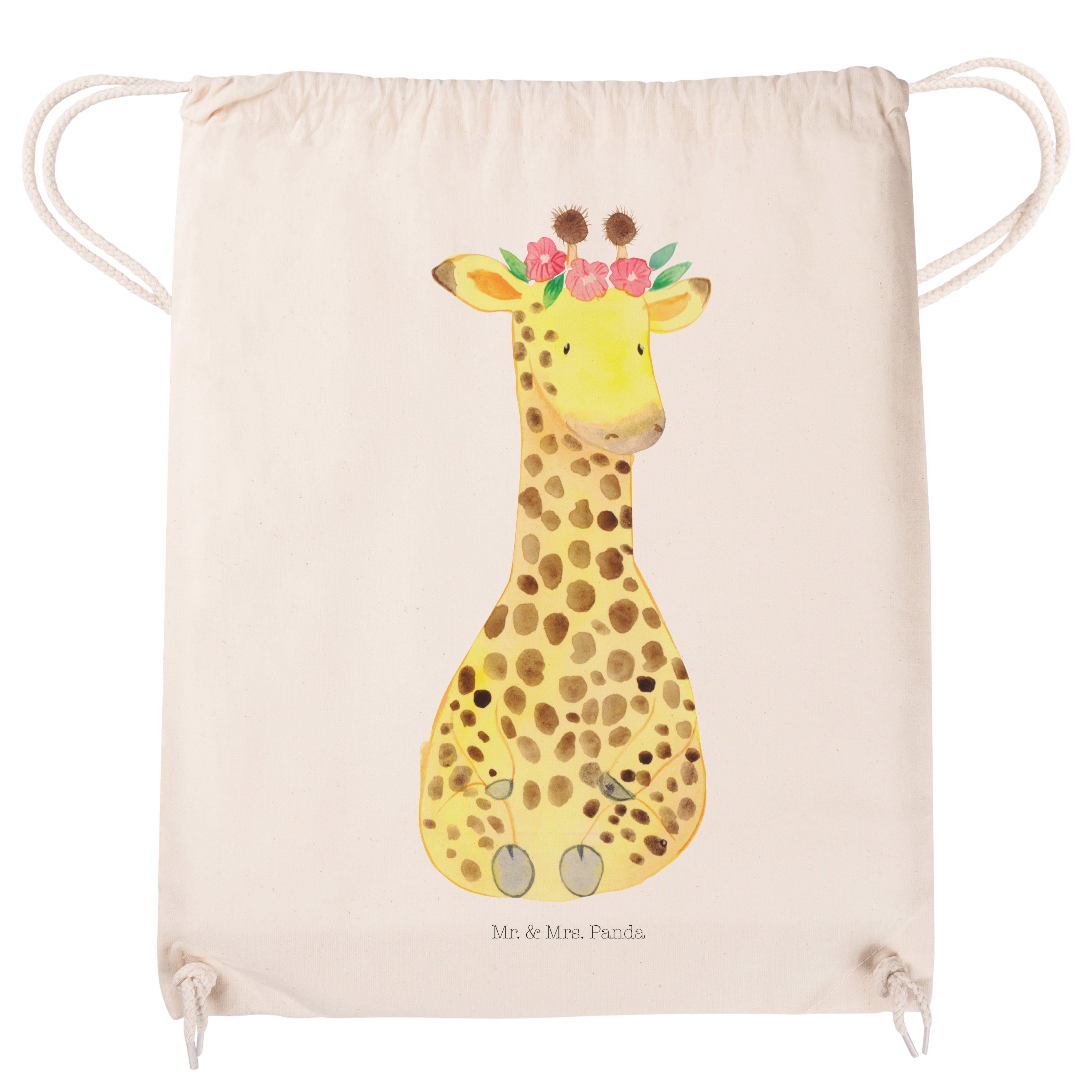 Stoffbeutel, Giraffe Panda & Geschenk, Mr. Transparent Wildtiere, Sporttasche Mrs. - - Blumenkranz (1-tlg)