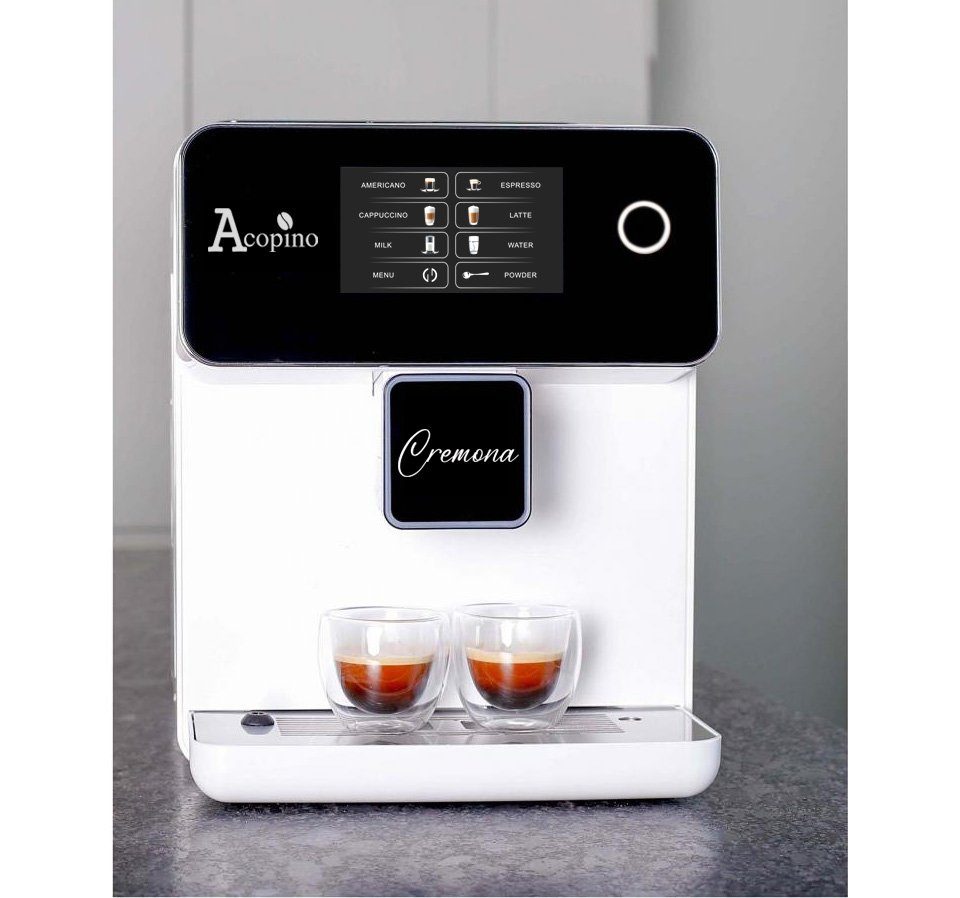Acopino mit Reinigung One Cremona Touch, One großes Kaffeevollautomat leichte Kaffeevollautomat LCD-Display, Touch Milchsystem Bedienung, Weiß 5-Zoll Acopino