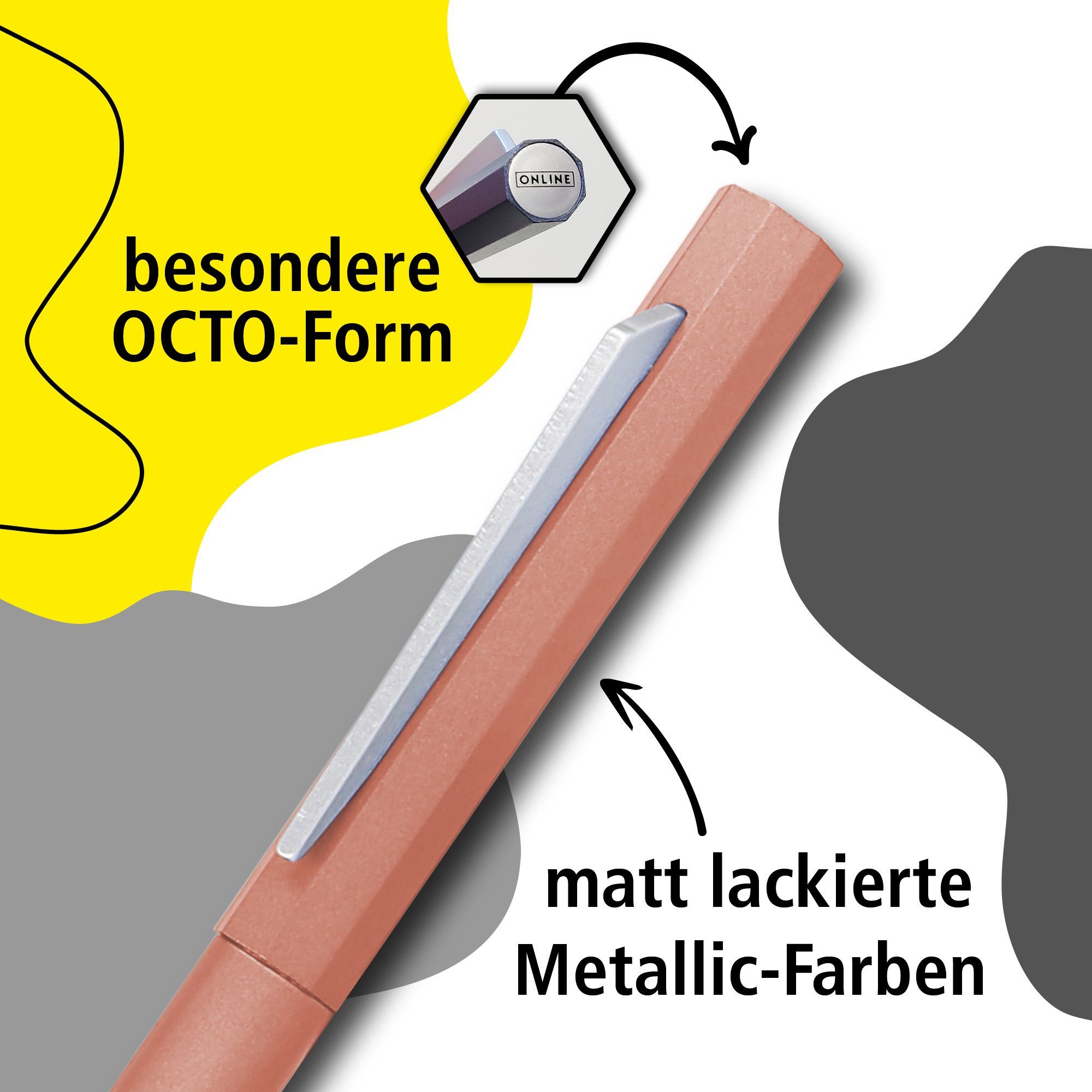 Online Pen Kugelschreiber Octopen Drehkugelschreiber, incl. auswechselbarer Großraummine Rosegold