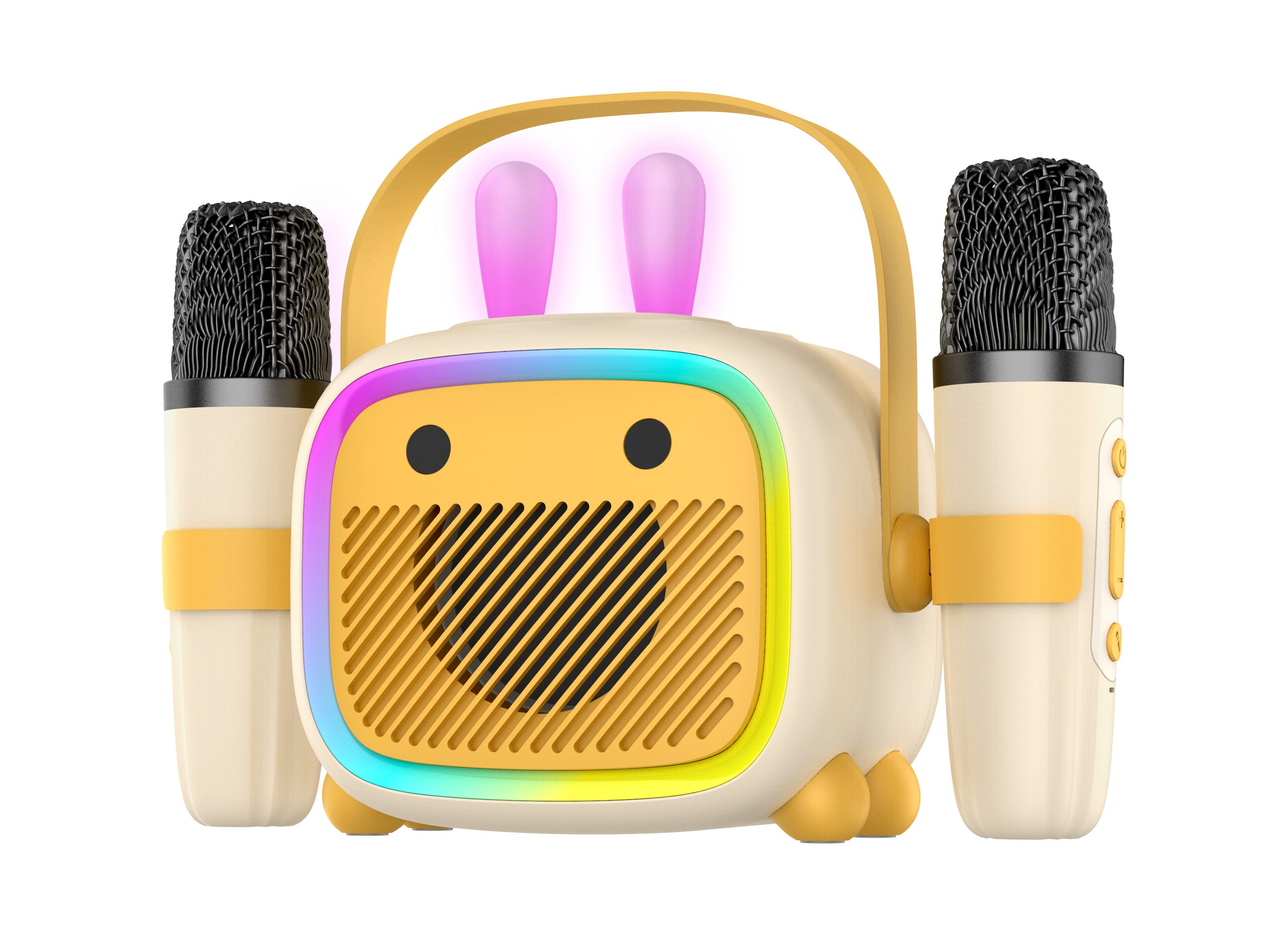 BBG Karaoke-Set für Kinder mit kabellosem Mikrofon & lustigem Design Karaoke-Maschine (5 W, Tragbarer Bluetooth-Lautsprecher mit Lichtshow und Stimmverzerrer)