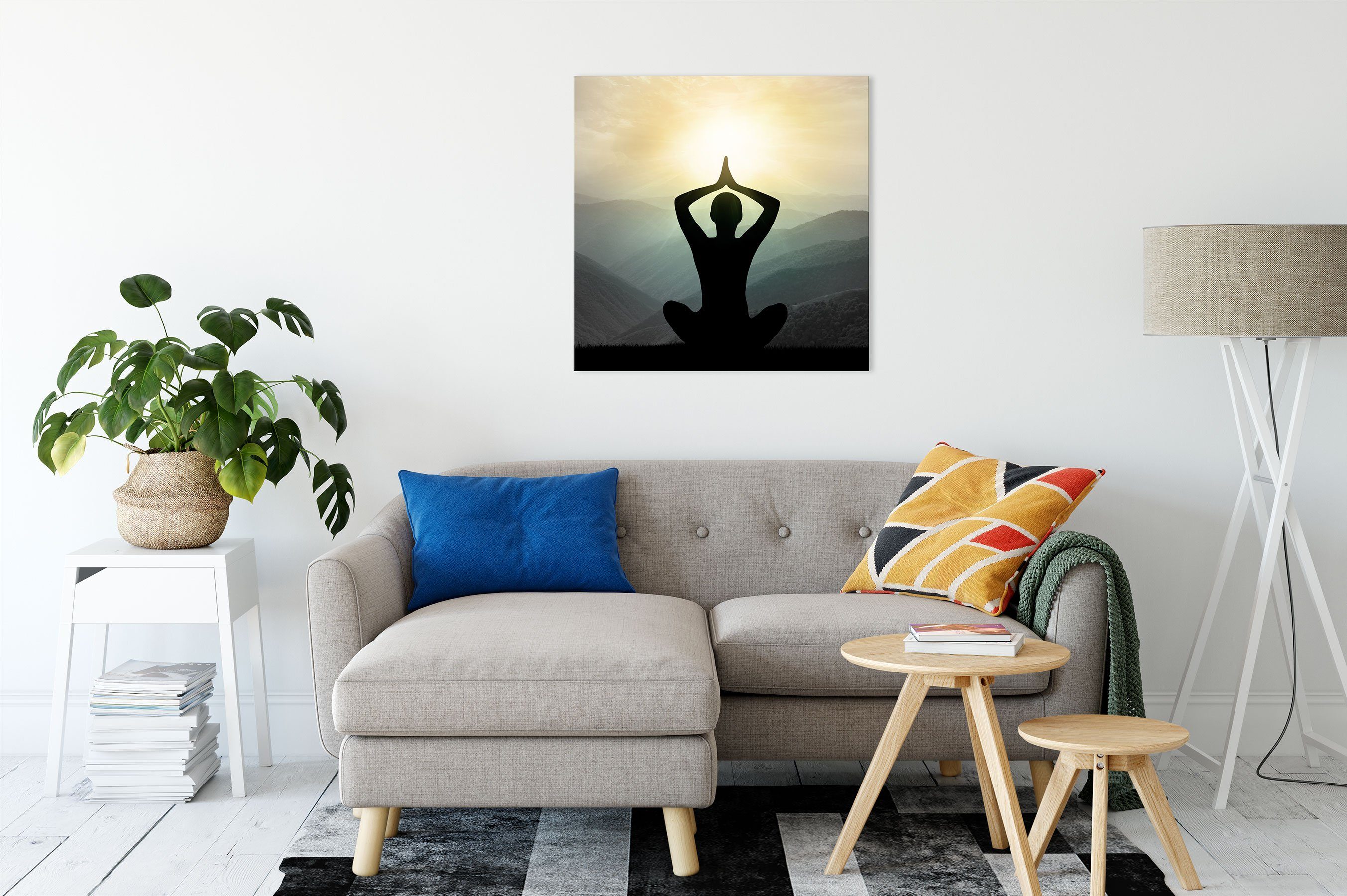 Pixxprint Leinwandbild Yoga (1 Leinwandbild Zackenaufhänger Yoga fertig und Meditation Meditation, bespannt, St), und inkl