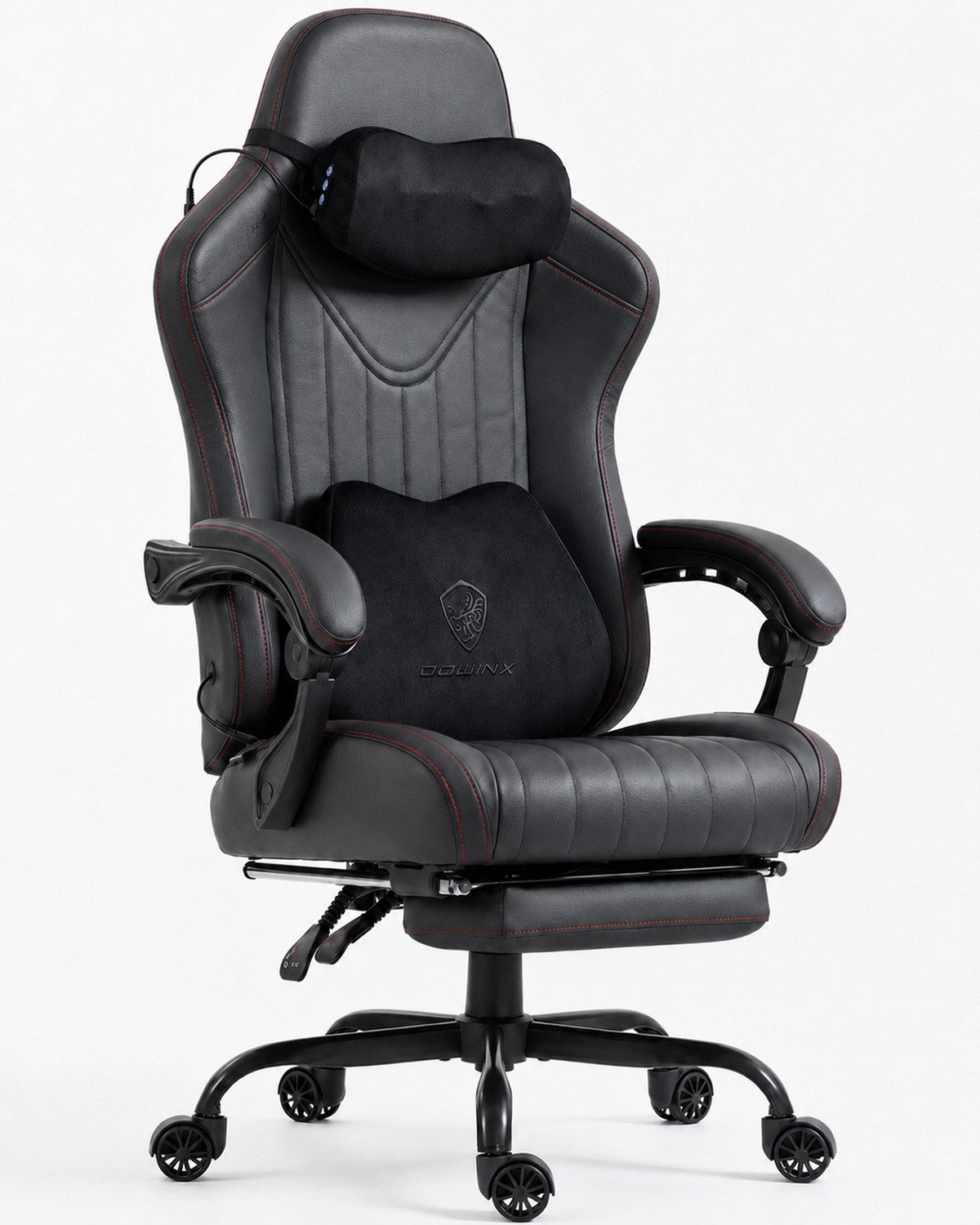 Dowinx Gaming-Stuhl mit Massagefunktion, Ergonomisch Gaming Sessel mit Lendenwirbelstütze (Packung), Gaming Chair bis 135 kg Höhenverstellbar für Erwachsene