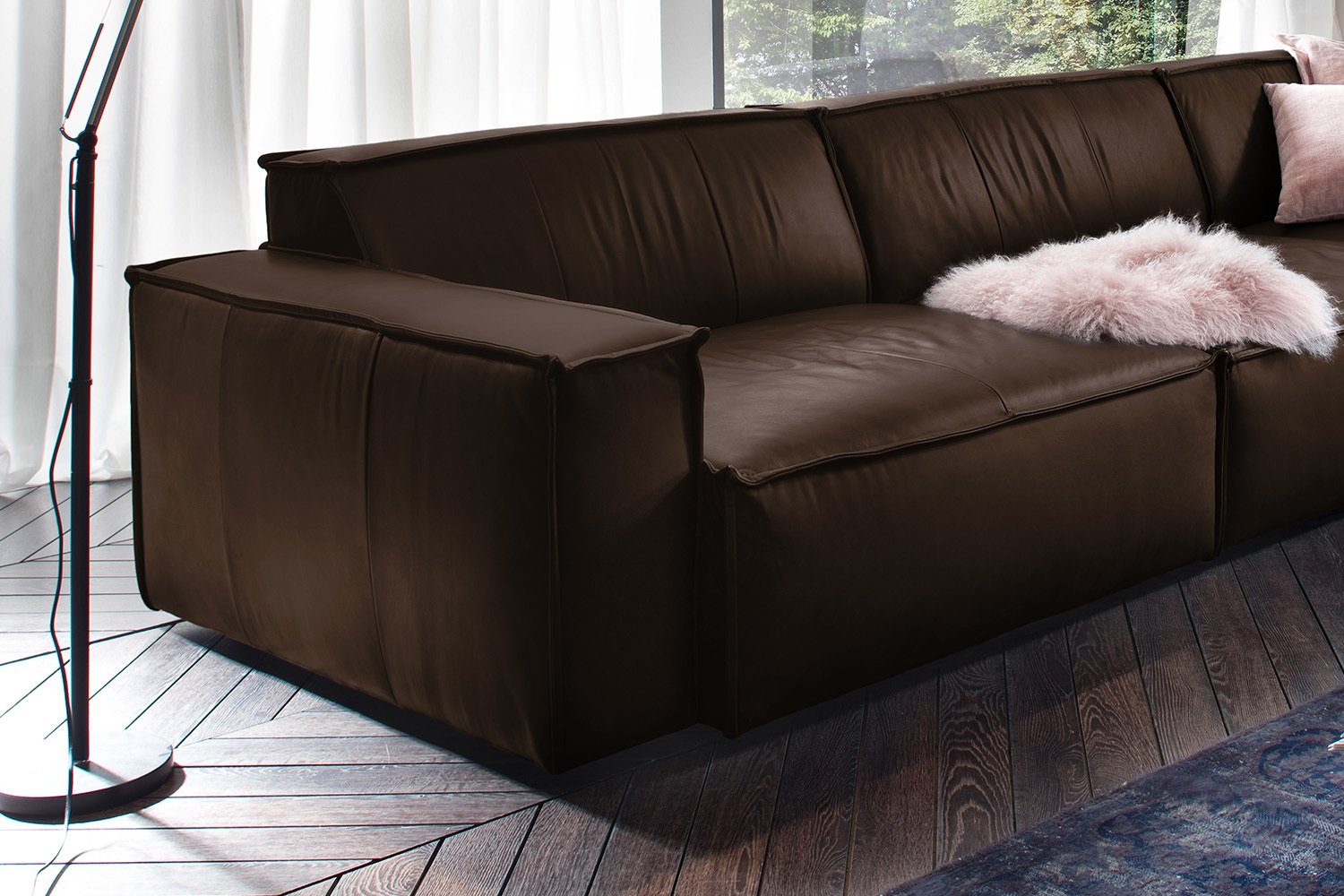 KAWOLA dunkelbraun Riesensofa Sofa verschiedene SAMU, Farben Leder