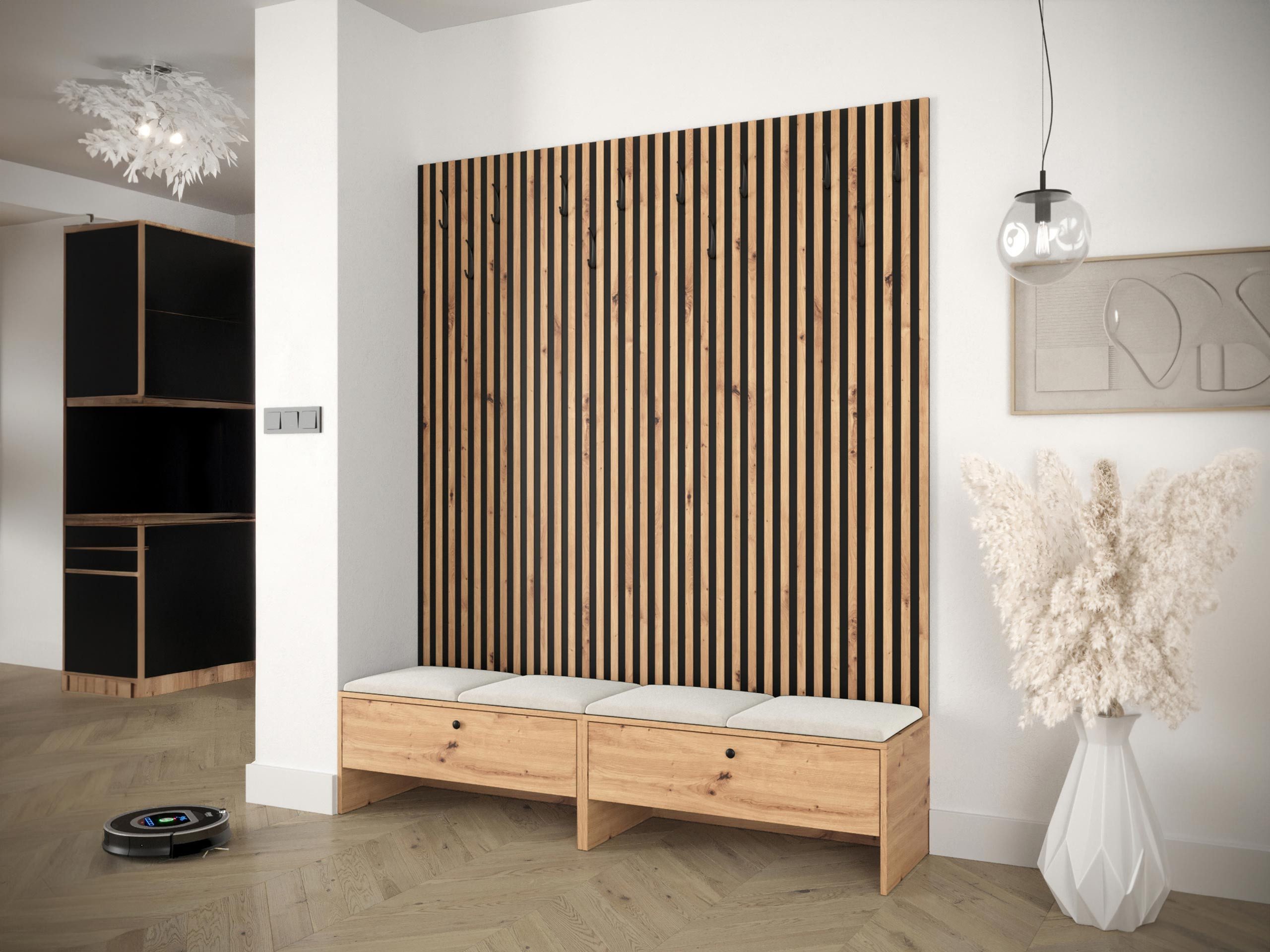 MIRJAN24 Garderoben-Set Balma V, (Komplett-Set, 2x Unterschrank, 4x Gepolstertes Paneel 42x42), Griffe aus Metall