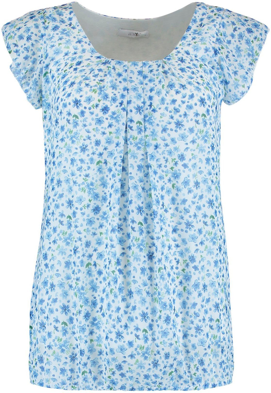 Damen Bluse Mit Gummizug - Lässiges Shirt Mit Schmetterlingsdruck Kurzarm