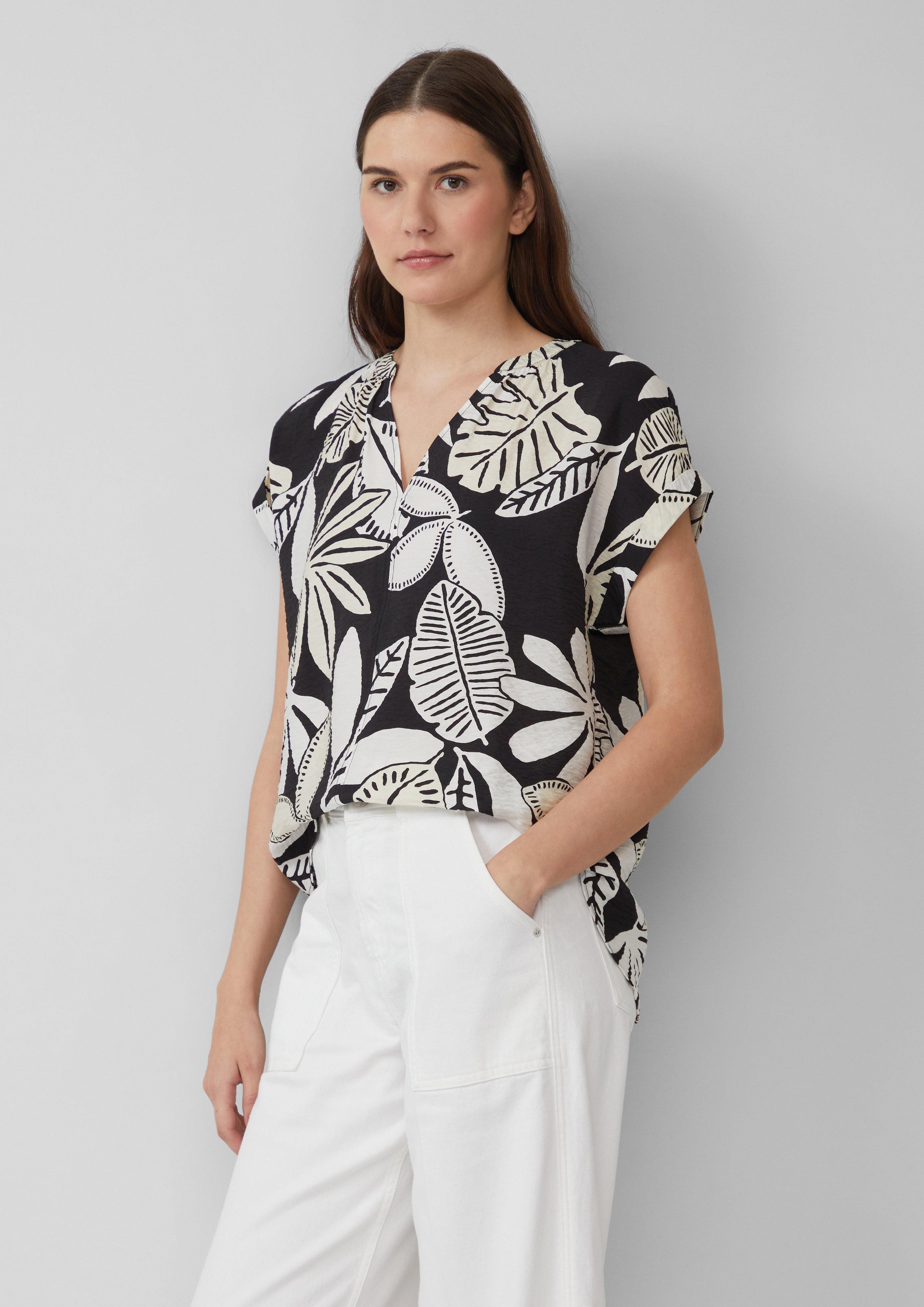 Blusentop Strukturierte Bluse mit Raff-Details