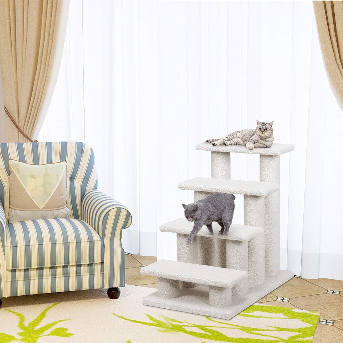 KOMFOTTEU Haustiertreppe Katzentreppe, Spielbaum, beige günstig online kaufen